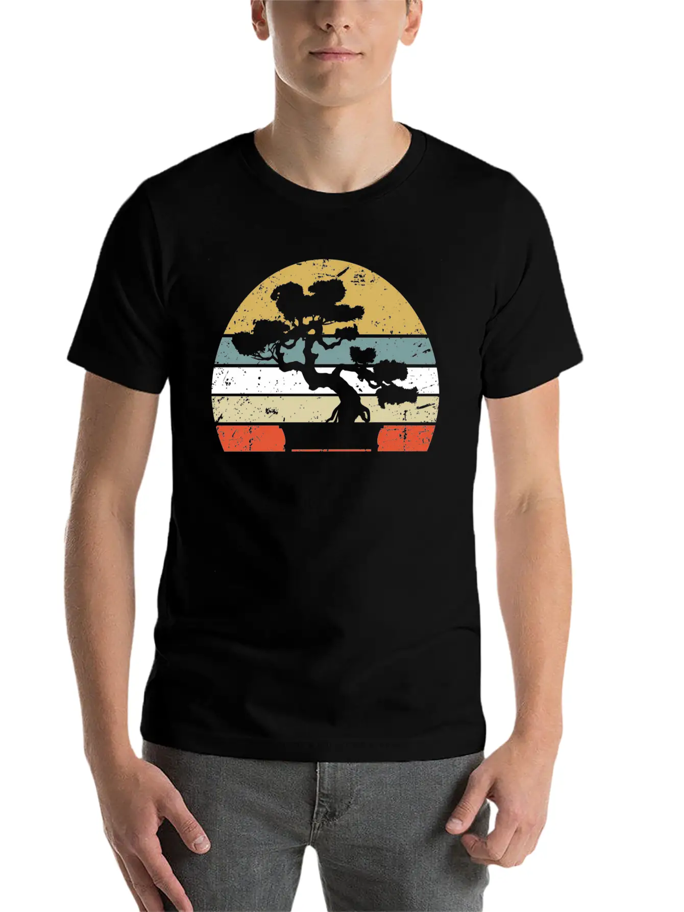 Japanese Sunset Zen Buddhist Bonsai Unisex Casual T-Shirt – Clean Design For Daily Comfort