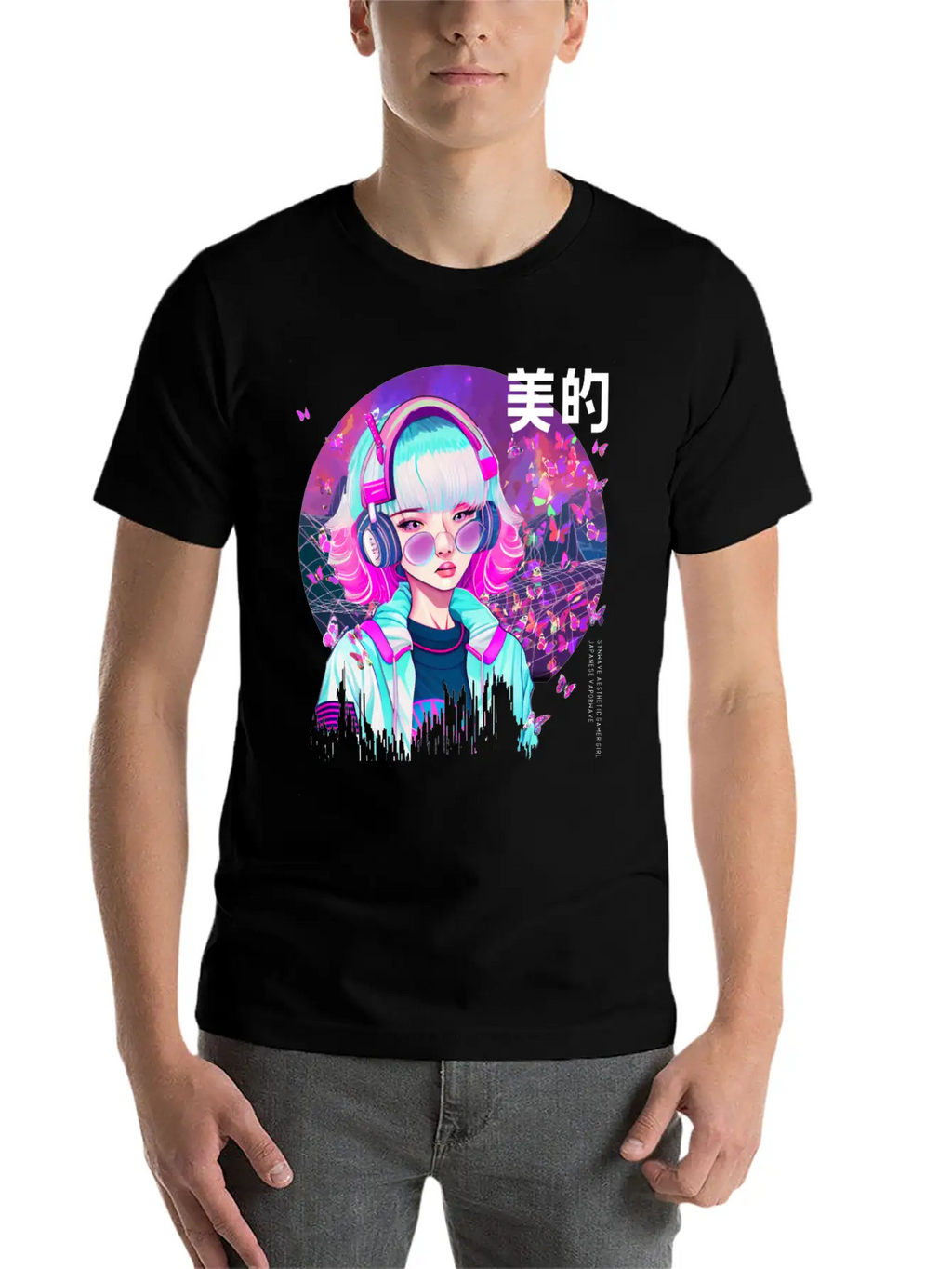 Japanese Synthwave Gamer Girl Vaporwave Aesthethic Essential Cotton Tee For Daily Outfits – Unisex Style