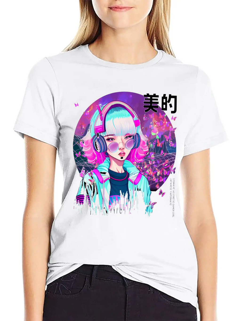 Japanese Synthwave Gamer Girl Vaporwave Aesthethic Essential Cotton Tee For Daily Outfits – Unisex Style