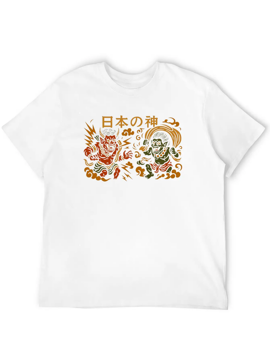 Japanese Thunder & Wind Gods Raijin & Fujin Casual Graphic T-Shirt – Simple And Comfortable Daily Wear