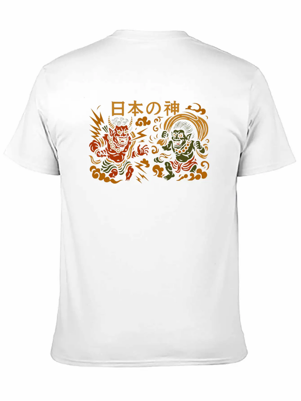 Japanese Thunder & Wind Gods Raijin & Fujin Casual Graphic T-Shirt – Simple And Comfortable Daily Wear