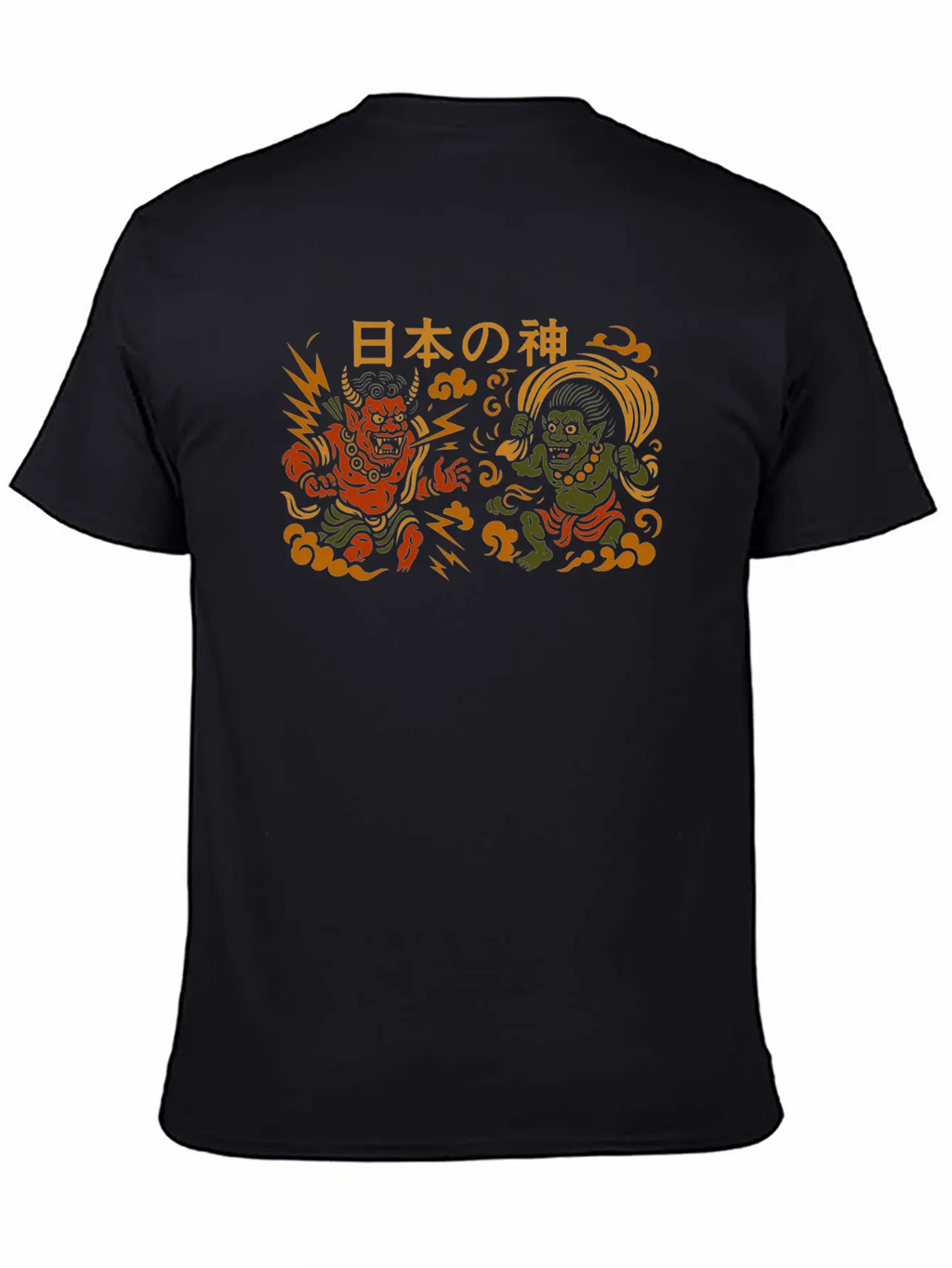 Japanese Thunder & Wind Gods Raijin & Fujin Casual Graphic T-Shirt – Simple And Comfortable Daily Wear