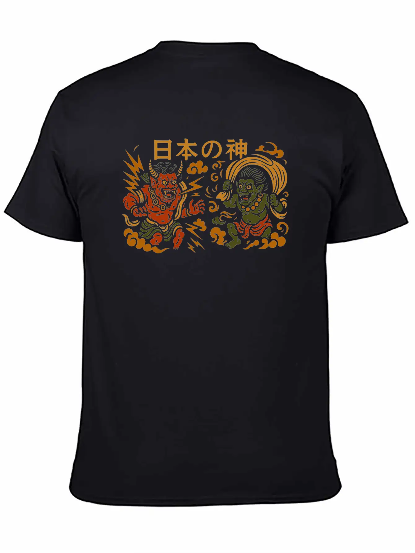 Japanese Thunder & Wind Gods Raijin & Fujin Casual Graphic T-Shirt – Simple And Comfortable Daily Wear