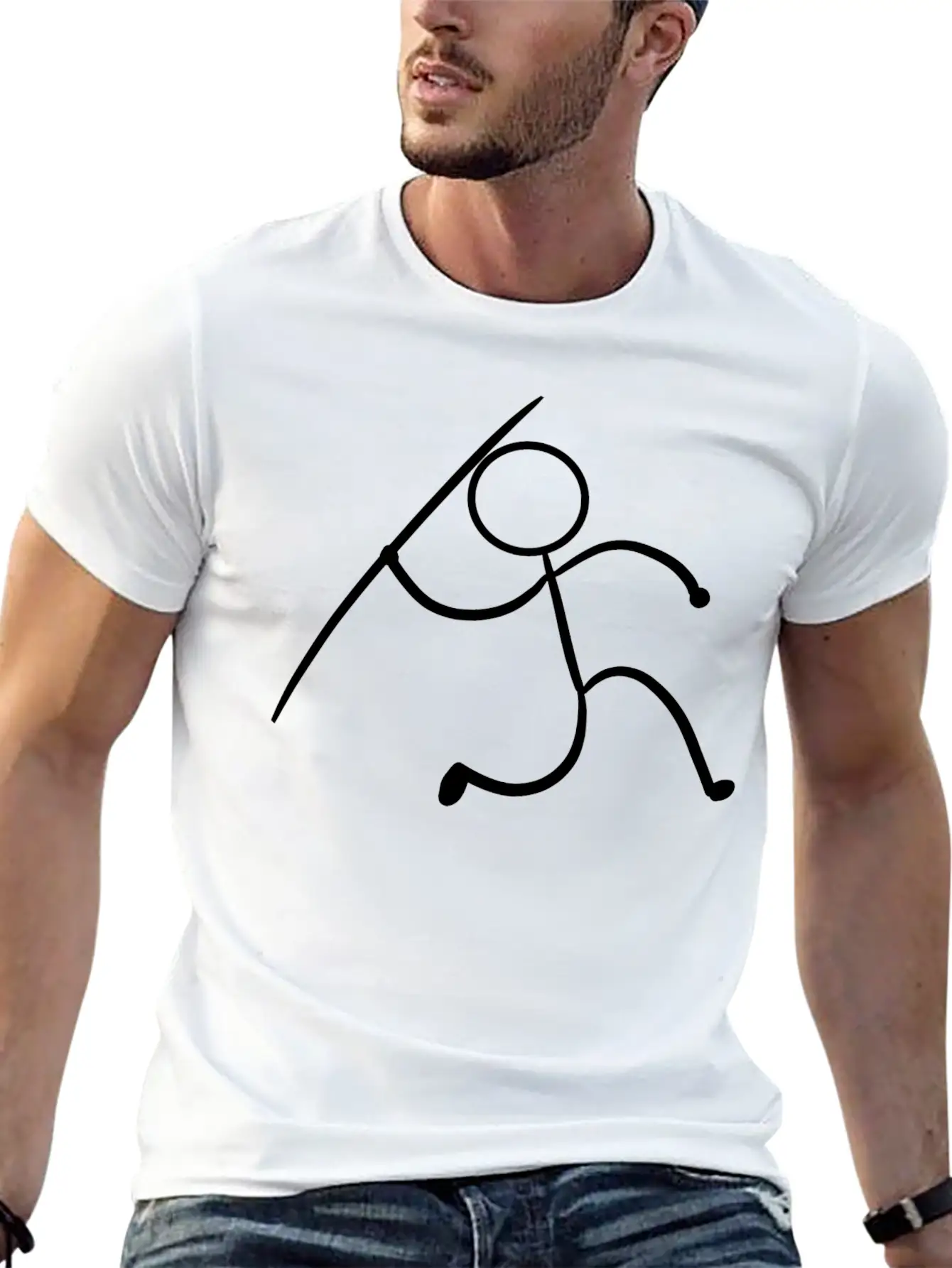 Javelin Stickman Player Or Athlete Gift Unisex Short Sleeve Soft Cotton T-Shirt – Casual Everyday Wear