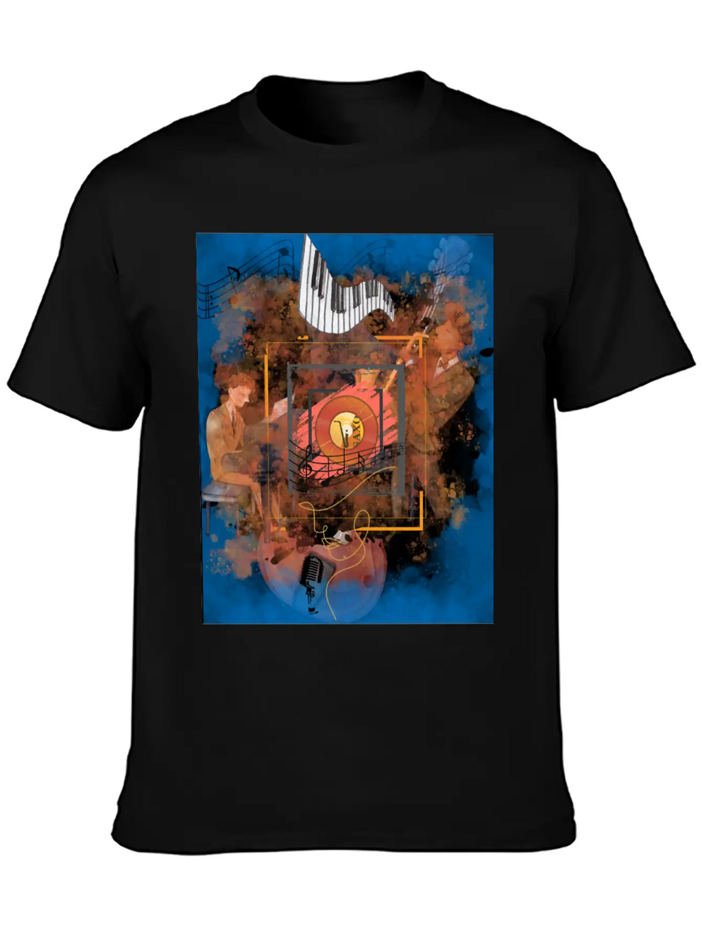 Jazz Fusion - Melodies In Watercolors Casual Graphic T-Shirt – Simple And Comfortable Daily Wear