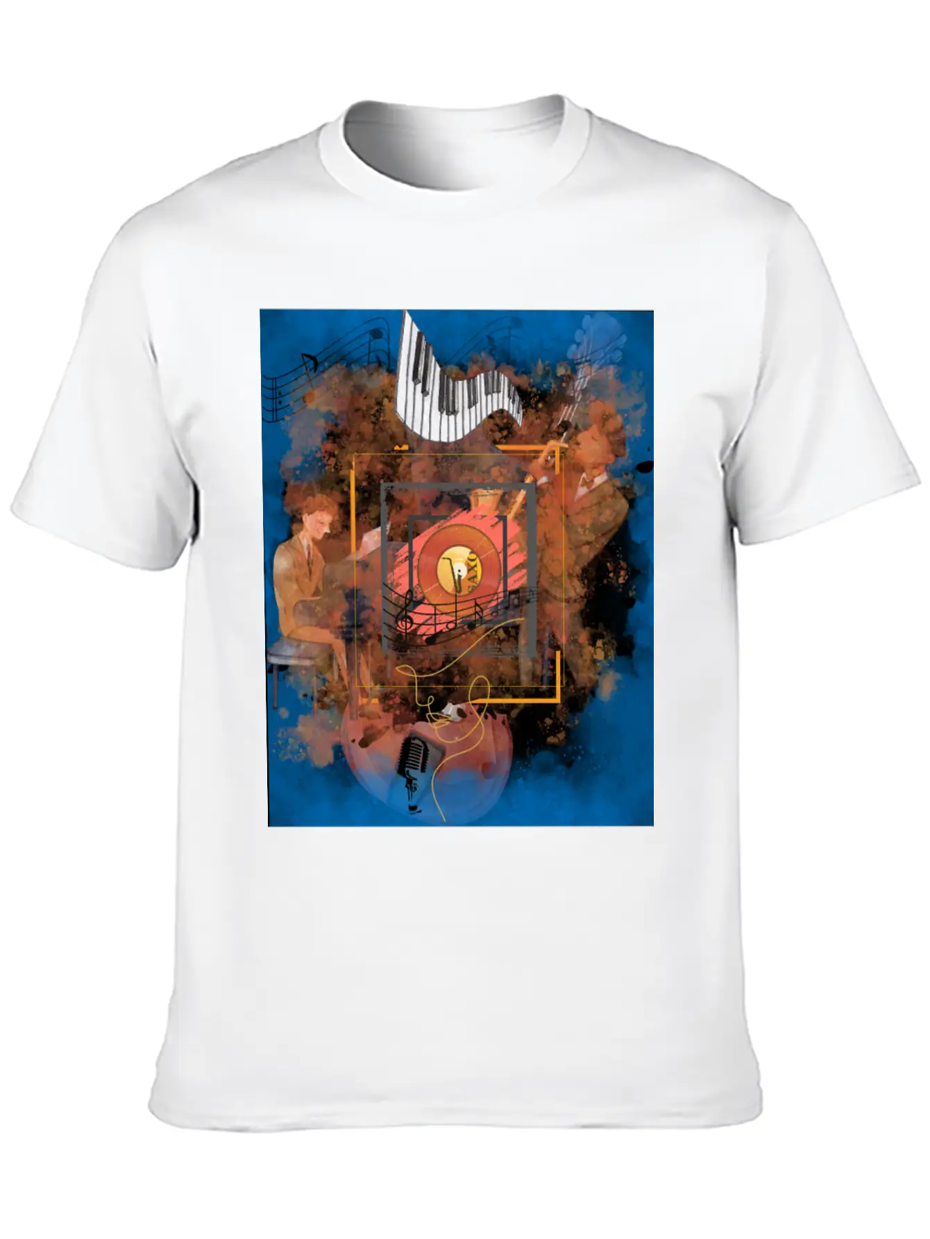 Jazz Fusion - Melodies In Watercolors Casual Graphic T-Shirt – Simple And Comfortable Daily Wear