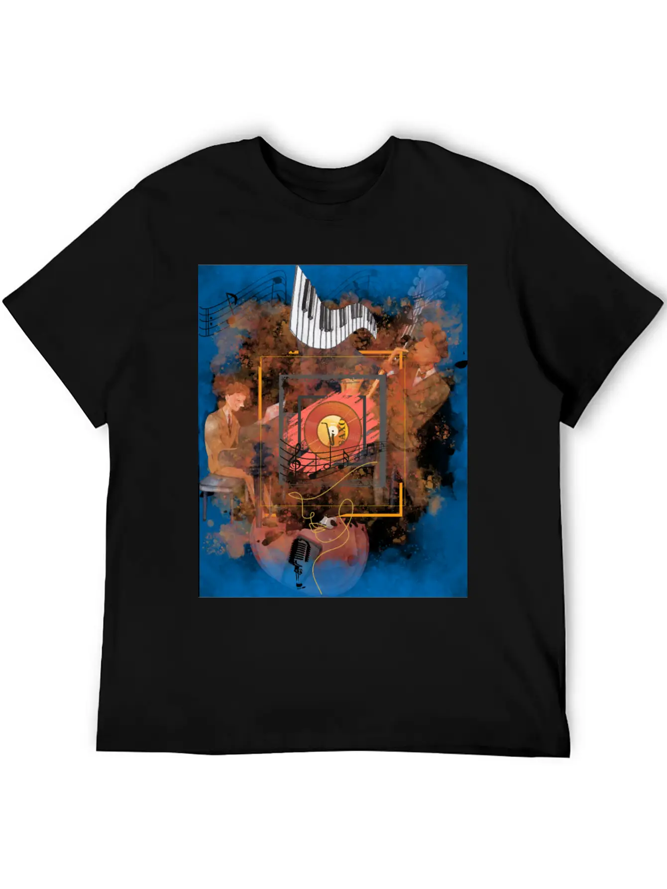 Jazz Fusion - Melodies In Watercolors Casual Graphic T-Shirt – Simple And Comfortable Daily Wear
