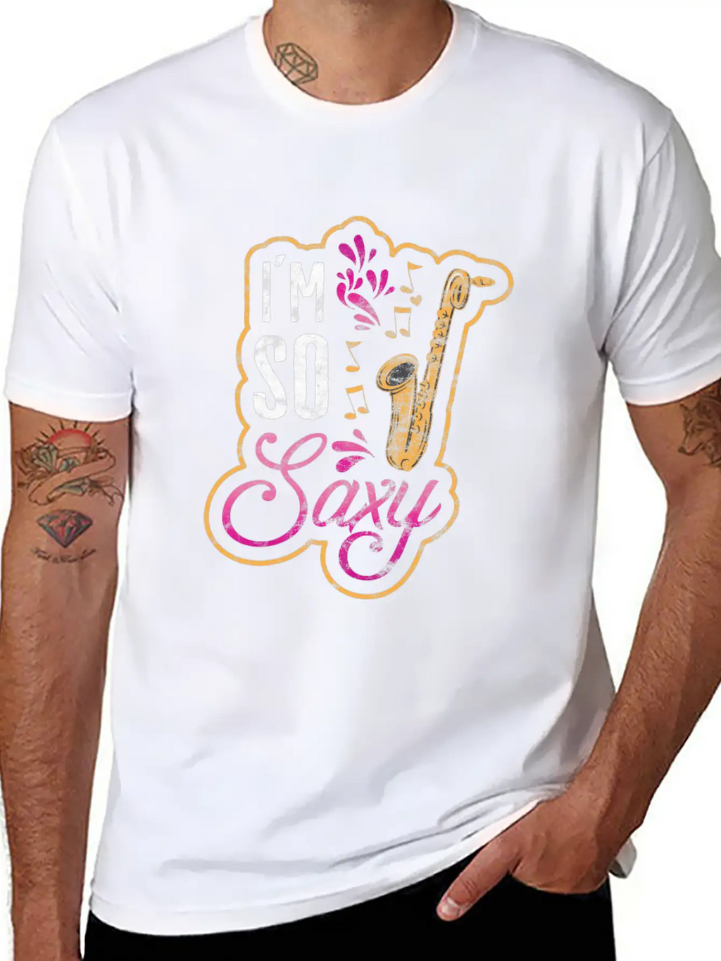 Jazz Music Style Music Band Saxophone Gift Essential Cotton Tee For Daily Outfits – Unisex Style