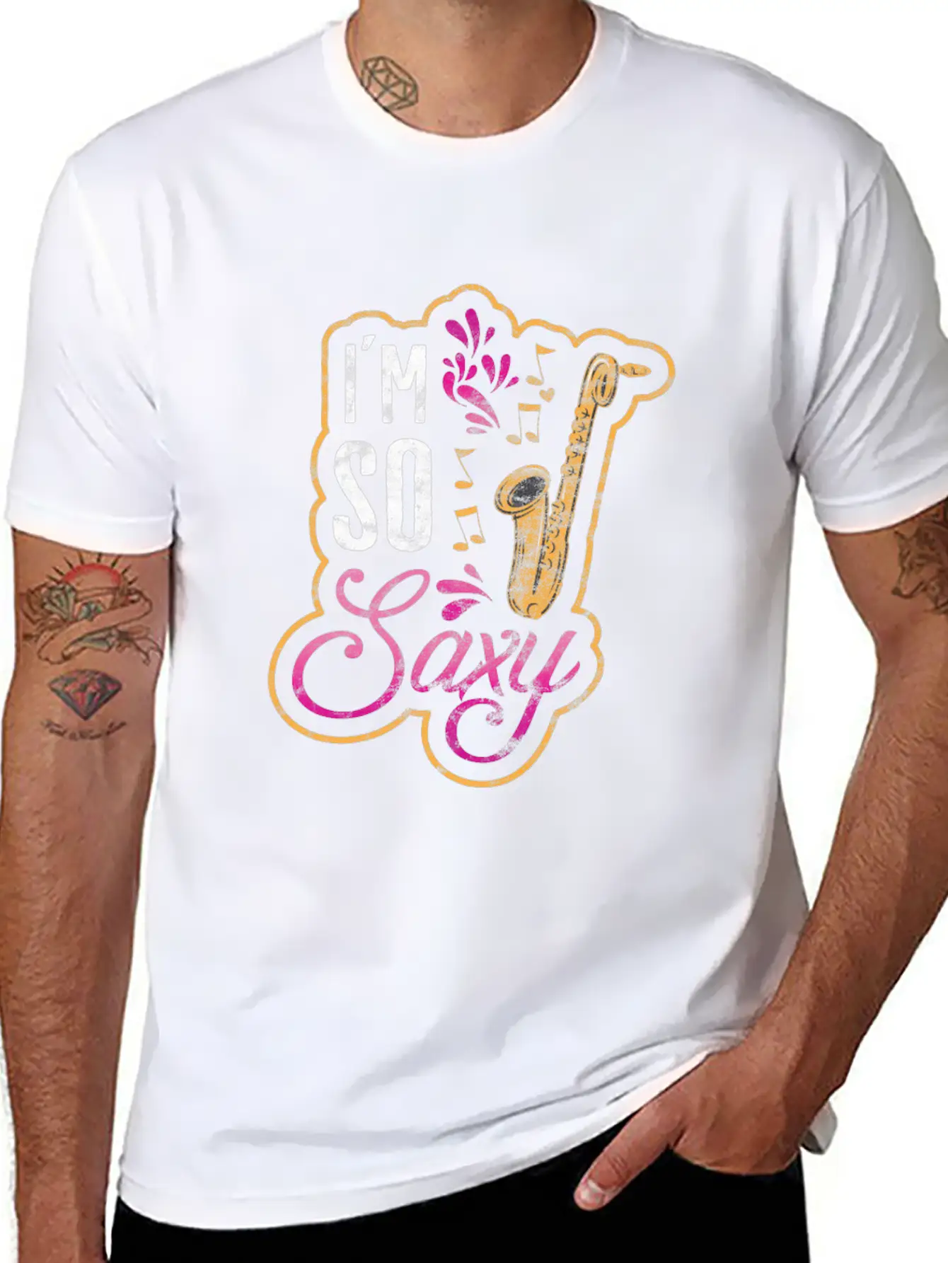 Jazz Music Style Music Band Saxophone Gift Essential Cotton Tee For Daily Outfits – Unisex Style