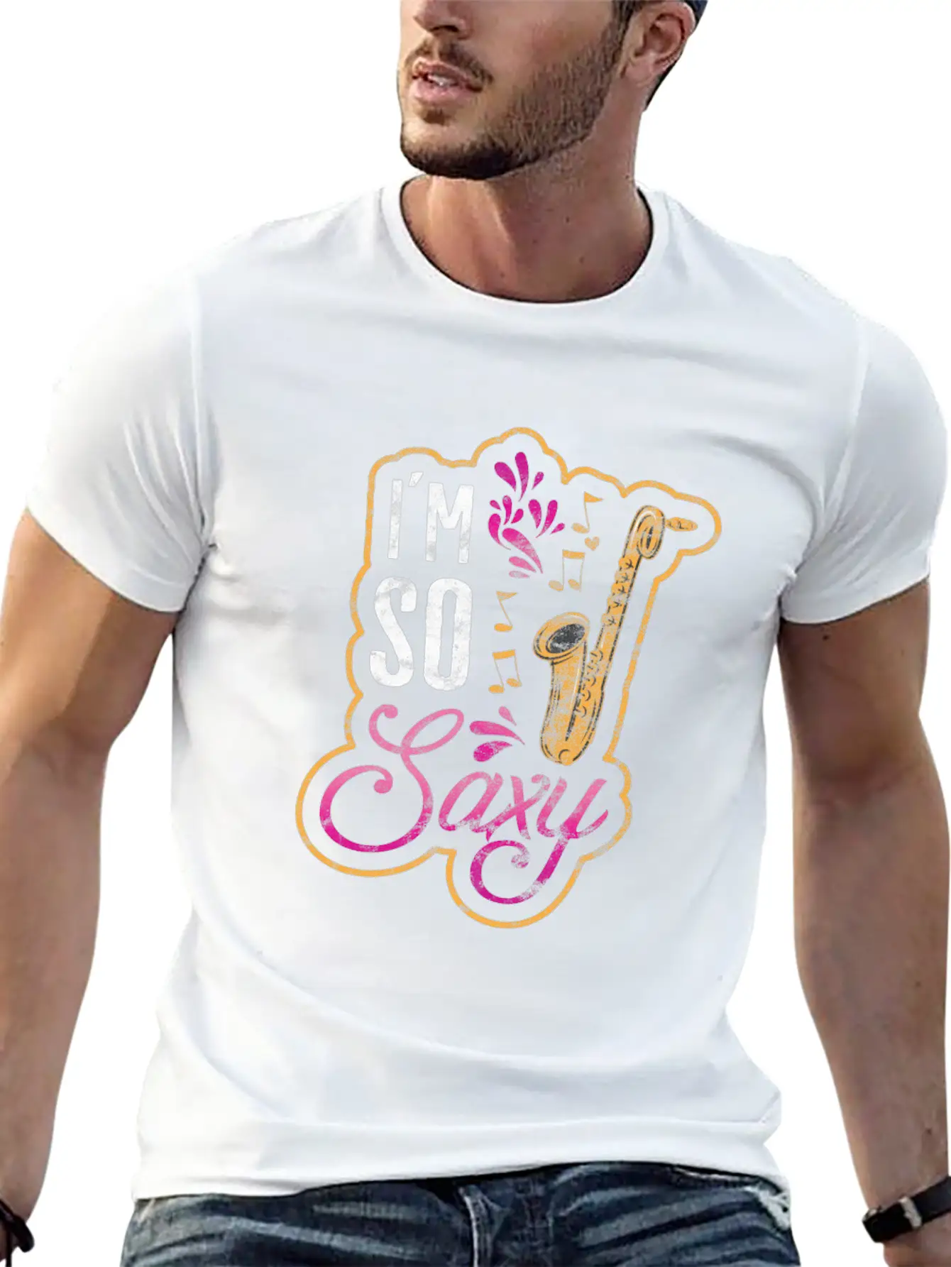 Jazz Music Style Music Band Saxophone Gift Essential Cotton Tee For Daily Outfits – Unisex Style