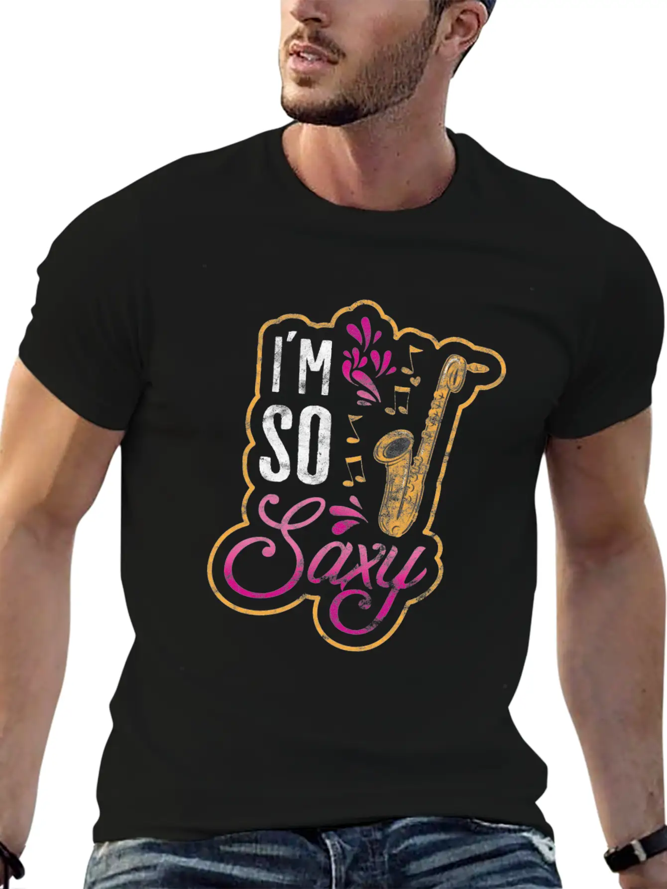 Jazz Music Style Music Band Saxophone Gift Essential Cotton Tee For Daily Outfits – Unisex Style