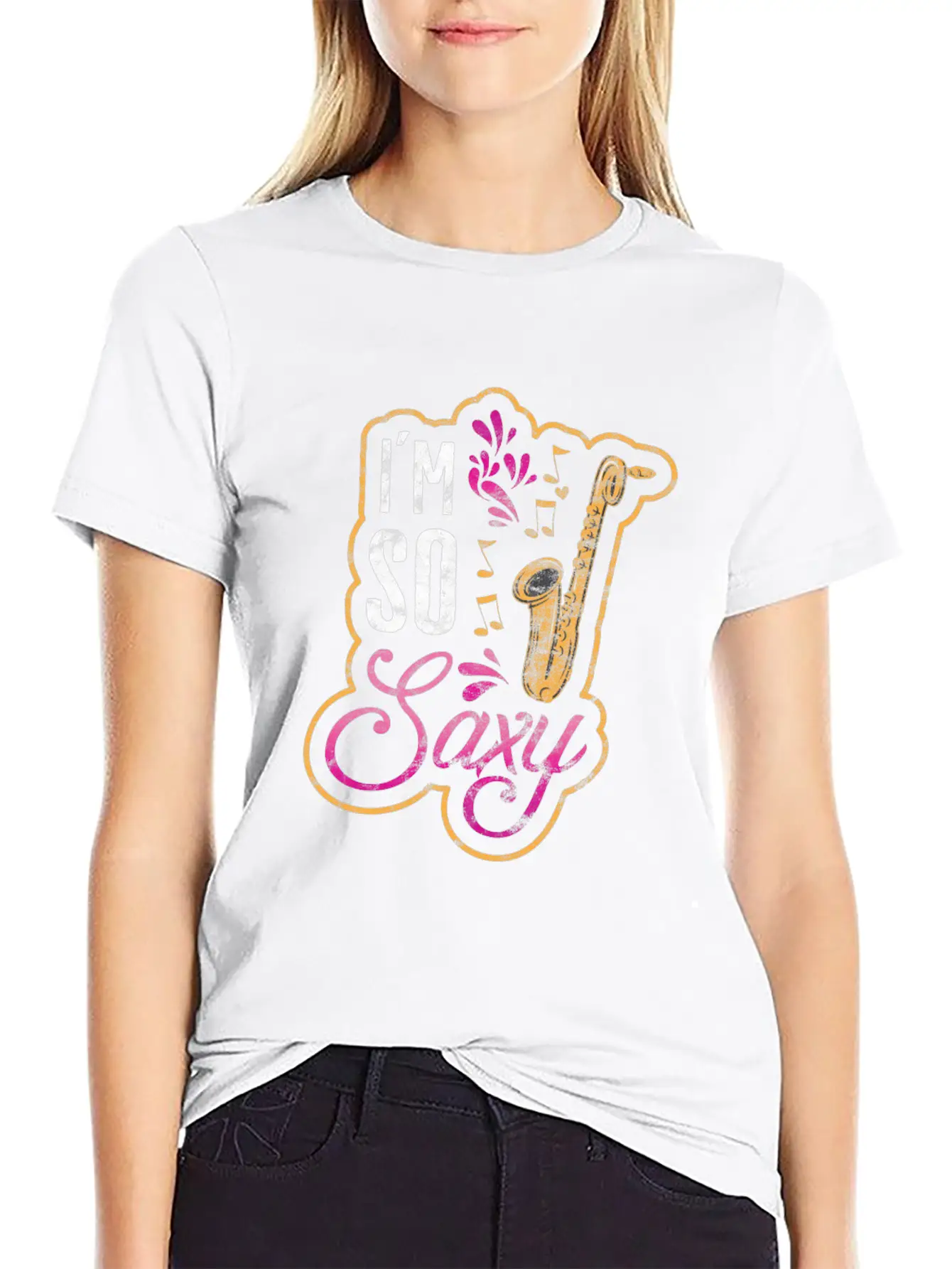 Jazz Music Style Music Band Saxophone Gift Essential Cotton Tee For Daily Outfits – Unisex Style