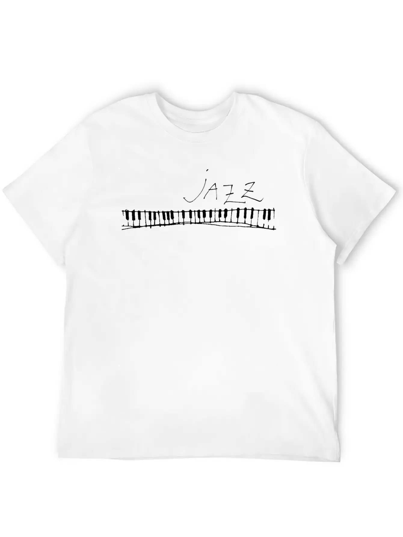 Jazz Piano Horizontal White 1 Unisex Short Sleeve Soft Cotton T-Shirt – Casual Everyday Wear