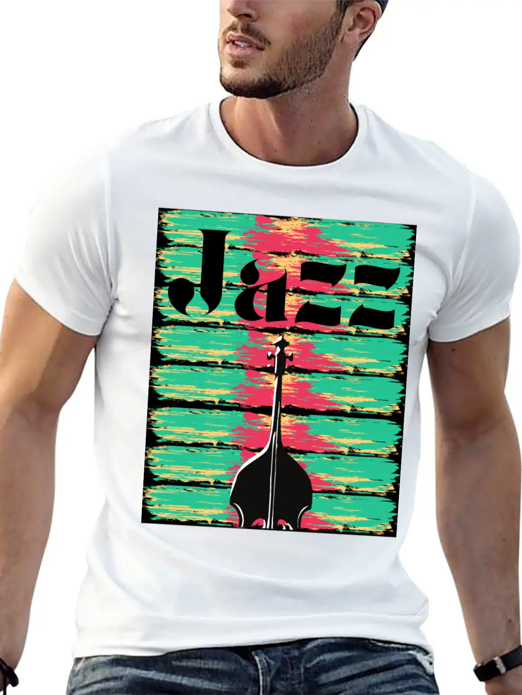 Jazzy Brushstrokes Contrabass Breathable Graphic T-Shirt – Perfect For Casual Days