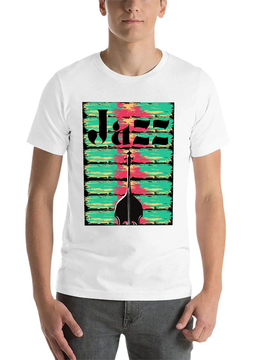 Jazzy Brushstrokes Contrabass Breathable Graphic T-Shirt – Perfect For Casual Days