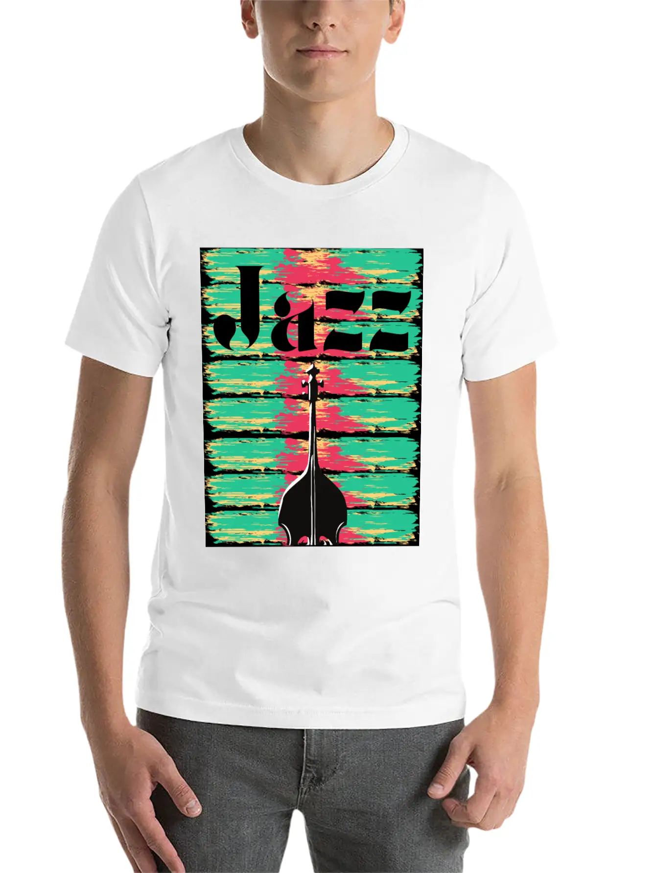 Jazzy Brushstrokes Contrabass Breathable Graphic T-Shirt – Perfect For Casual Days