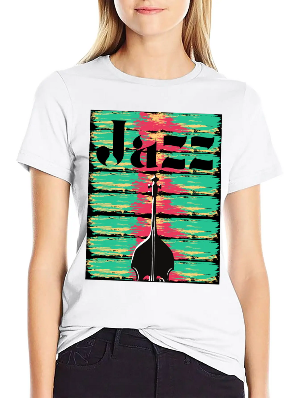 Jazzy Brushstrokes Contrabass Breathable Graphic T-Shirt – Perfect For Casual Days