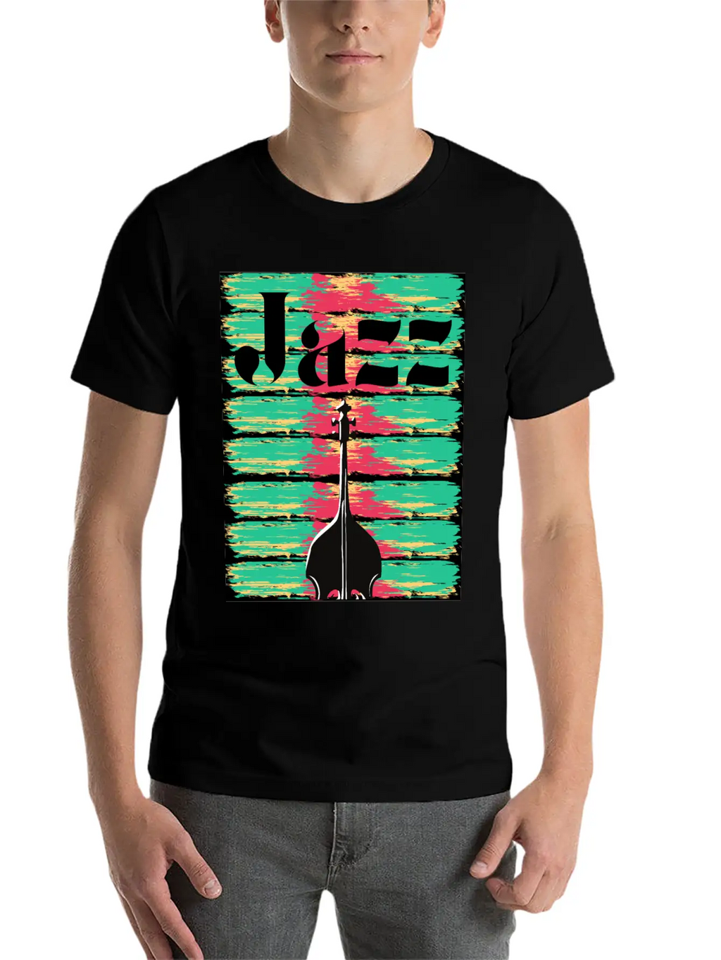 Jazzy Brushstrokes Contrabass Breathable Graphic T-Shirt – Perfect For Casual Days