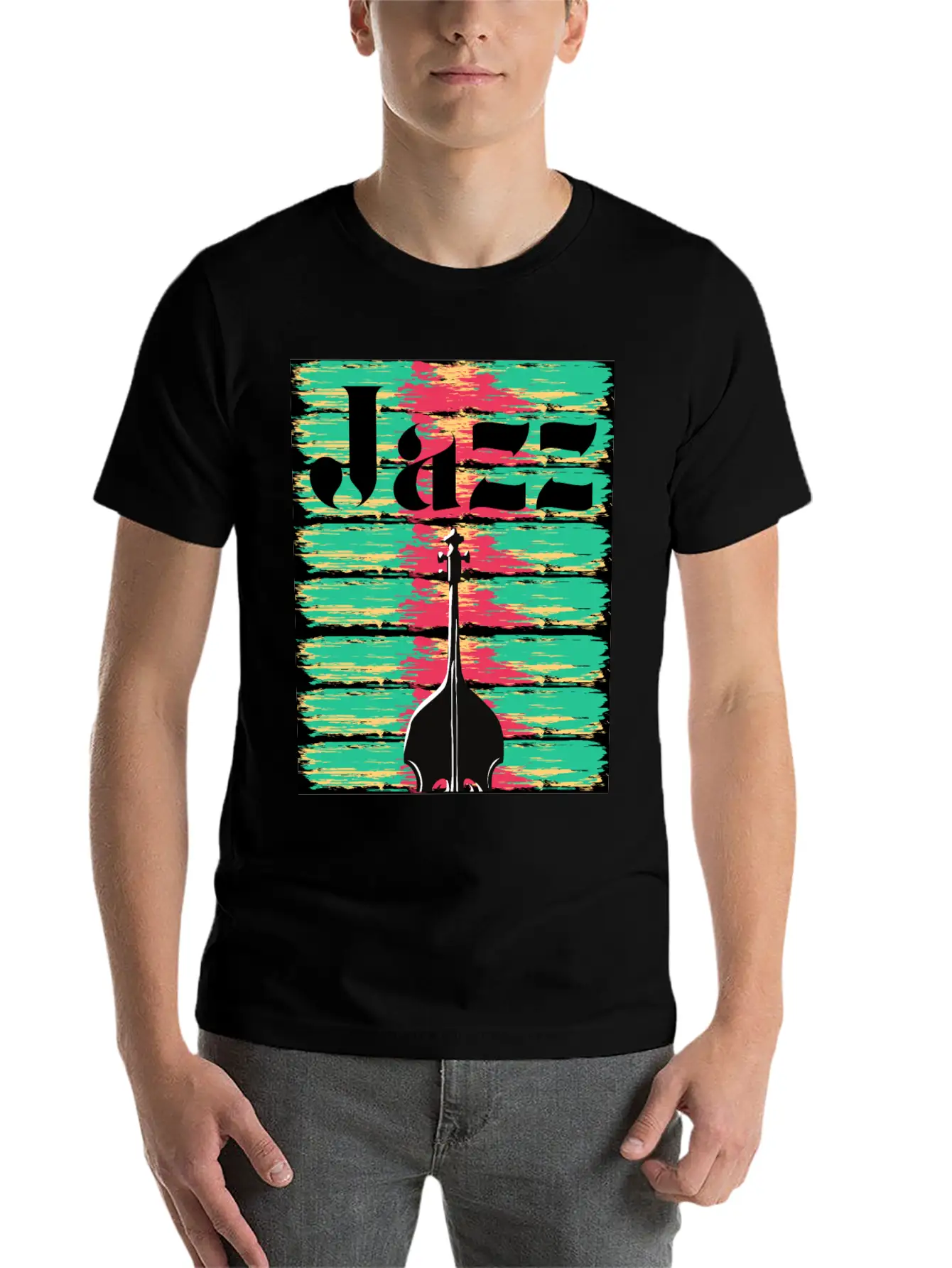 Jazzy Brushstrokes Contrabass Breathable Graphic T-Shirt – Perfect For Casual Days