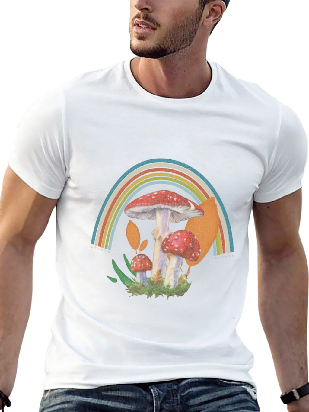 Retro Mushroom Rainbow Graphic Tee