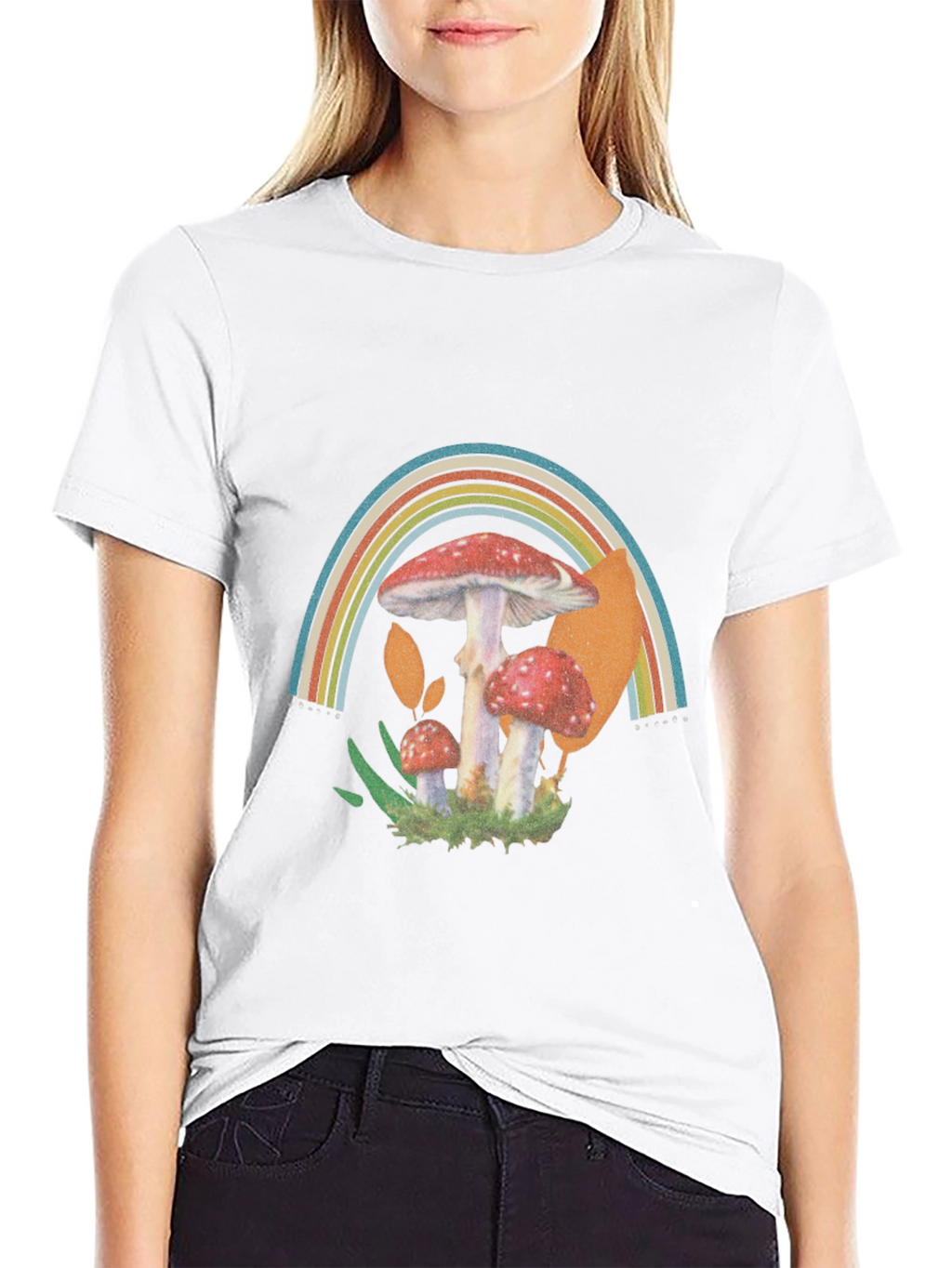 Retro Mushroom Rainbow Graphic Tee