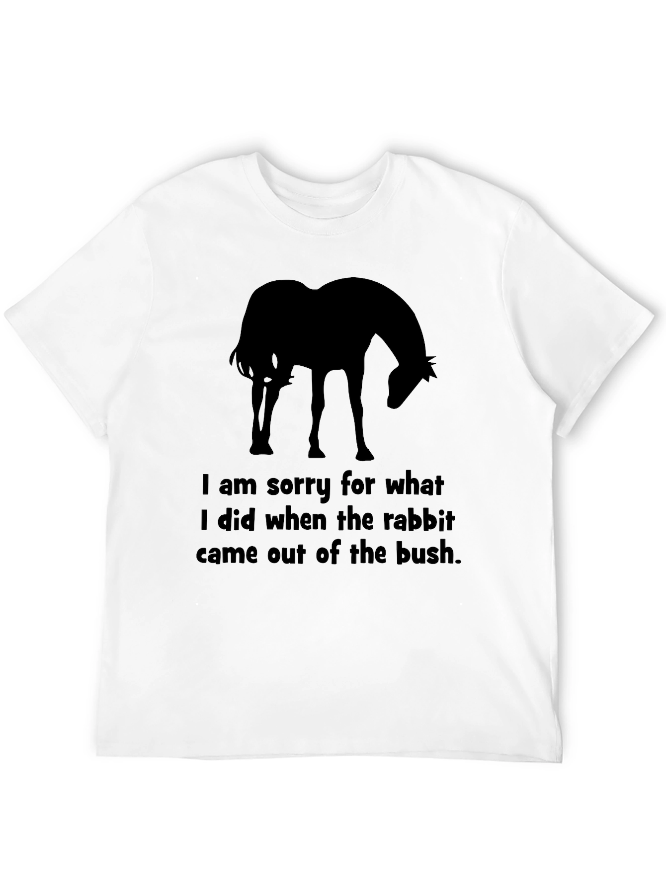 Humorous Horse & Rabbit T-Shirt - Sorry for My Actions