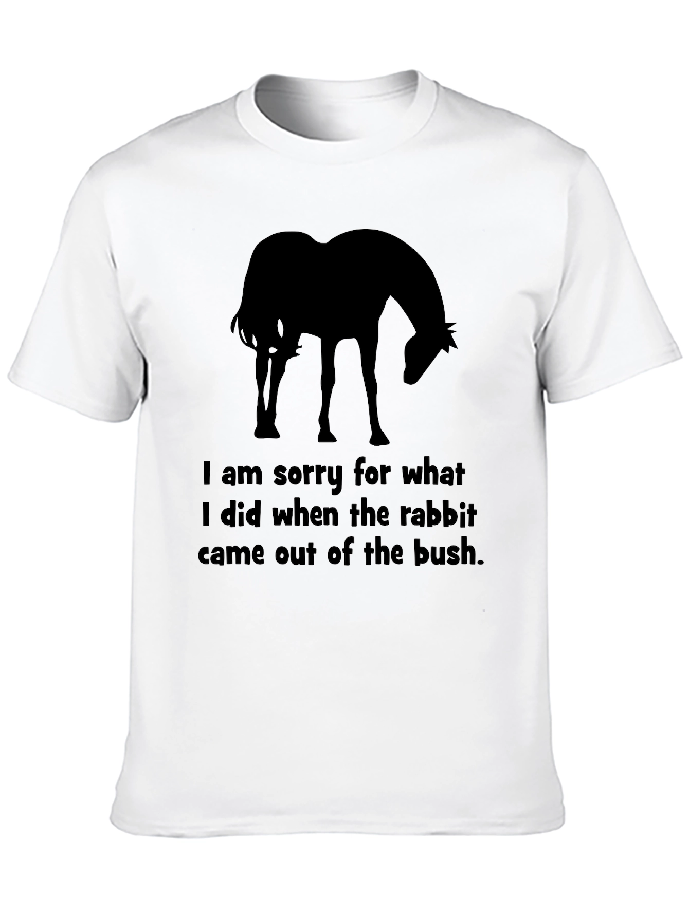 Humorous Horse & Rabbit T-Shirt - Sorry for My Actions