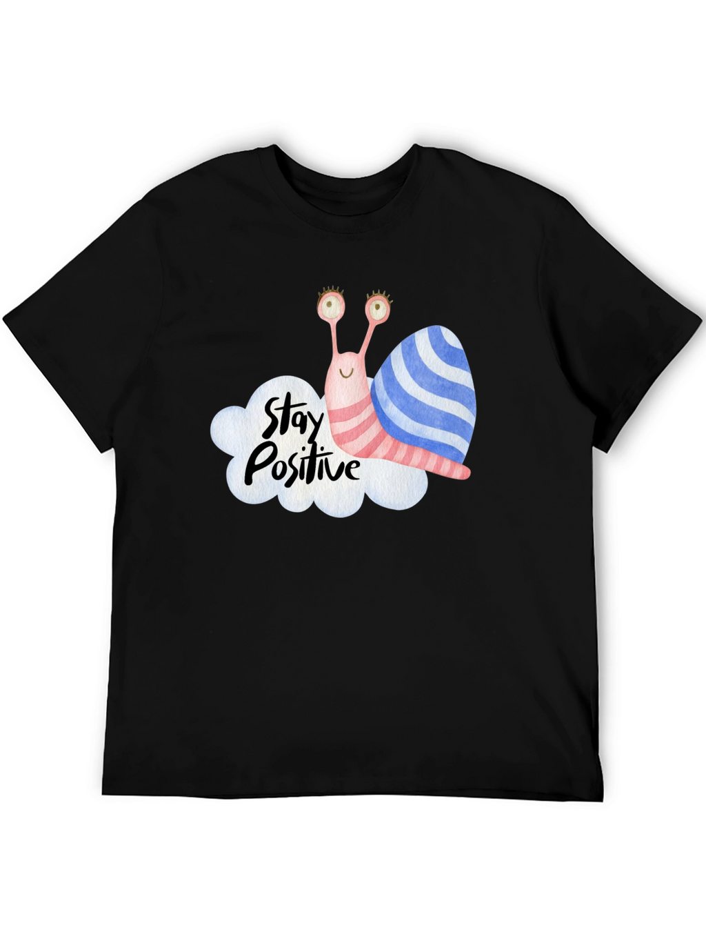 Stay Positive Snail Graphic Tee - Black