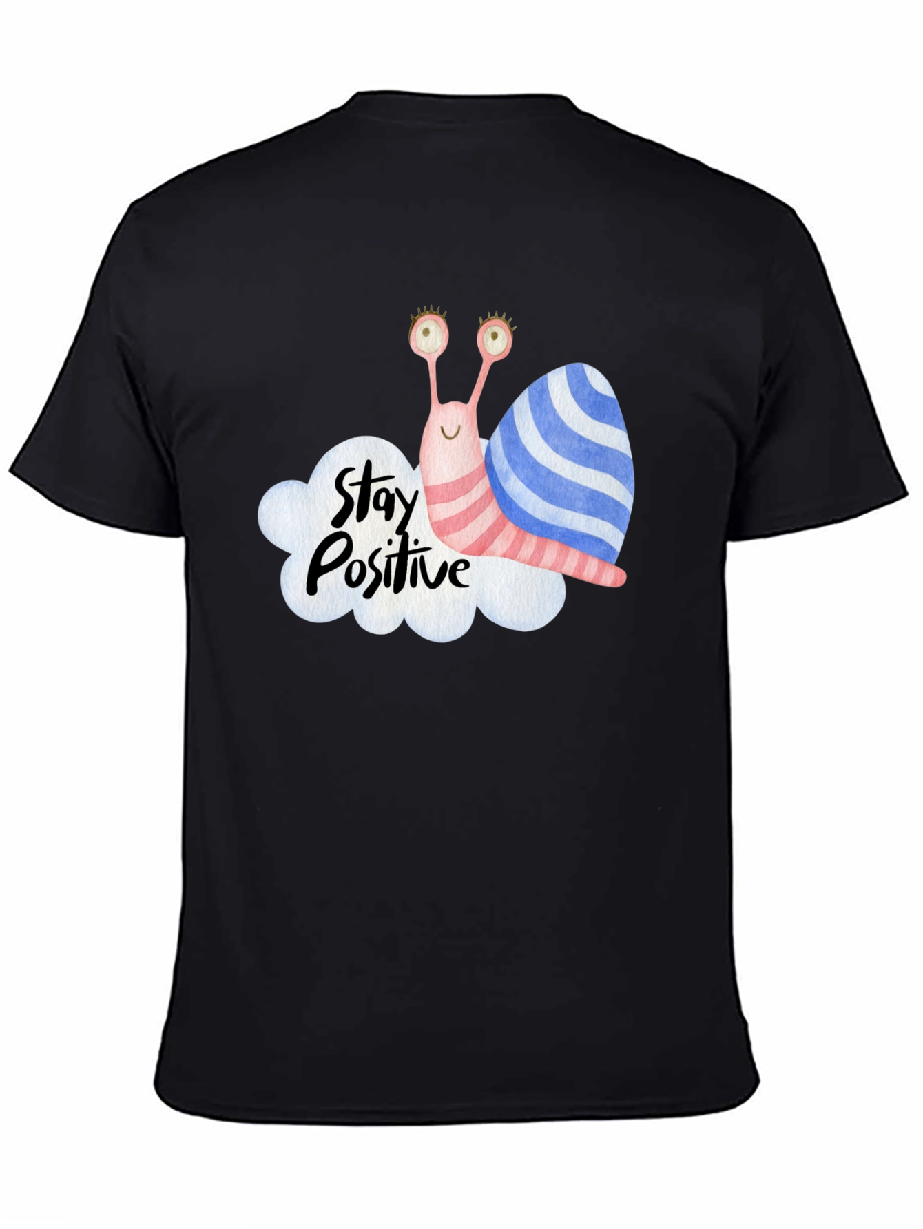 Stay Positive Snail Graphic Tee - Black