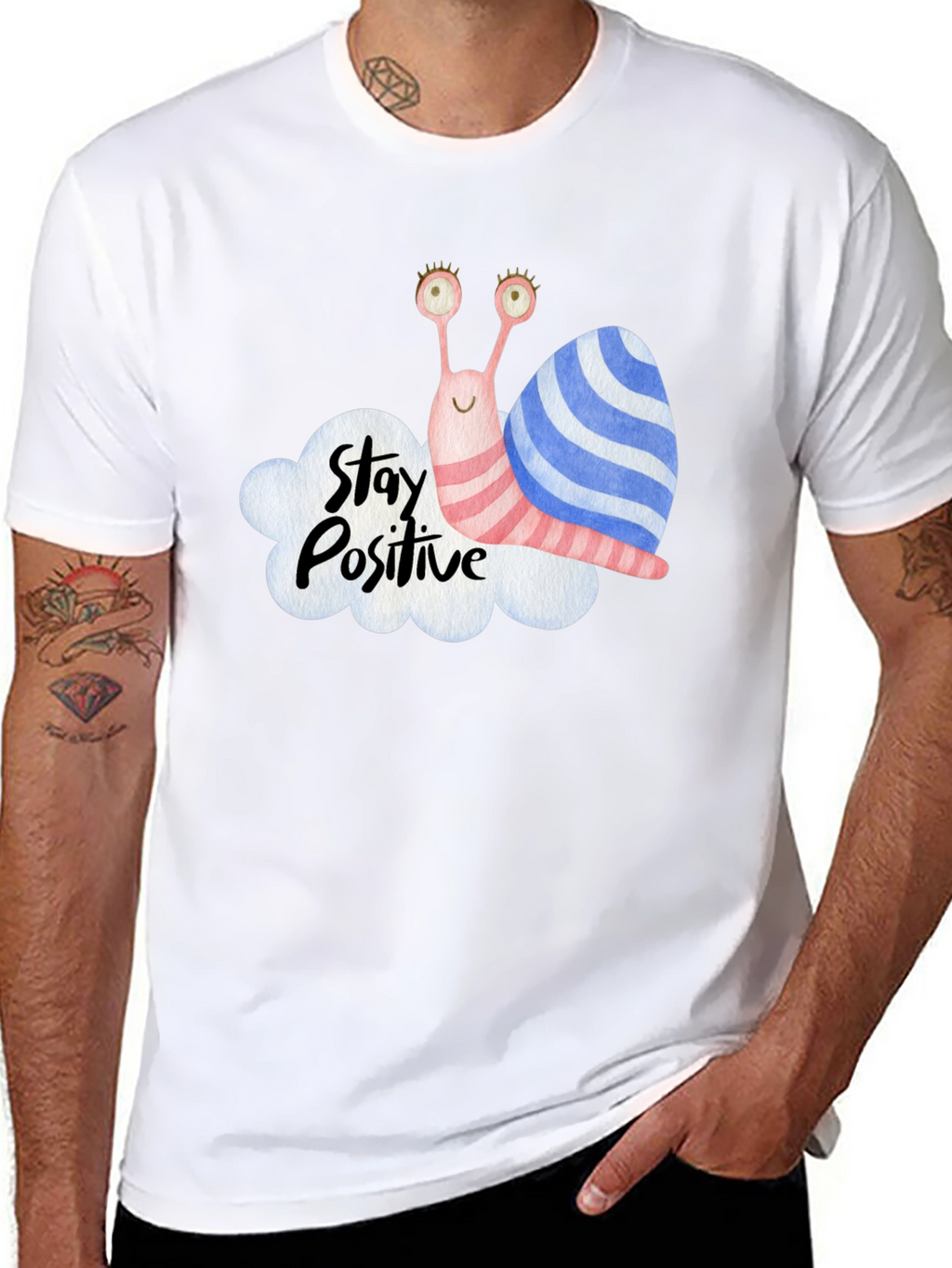Stay Positive Snail Graphic Tee - Black