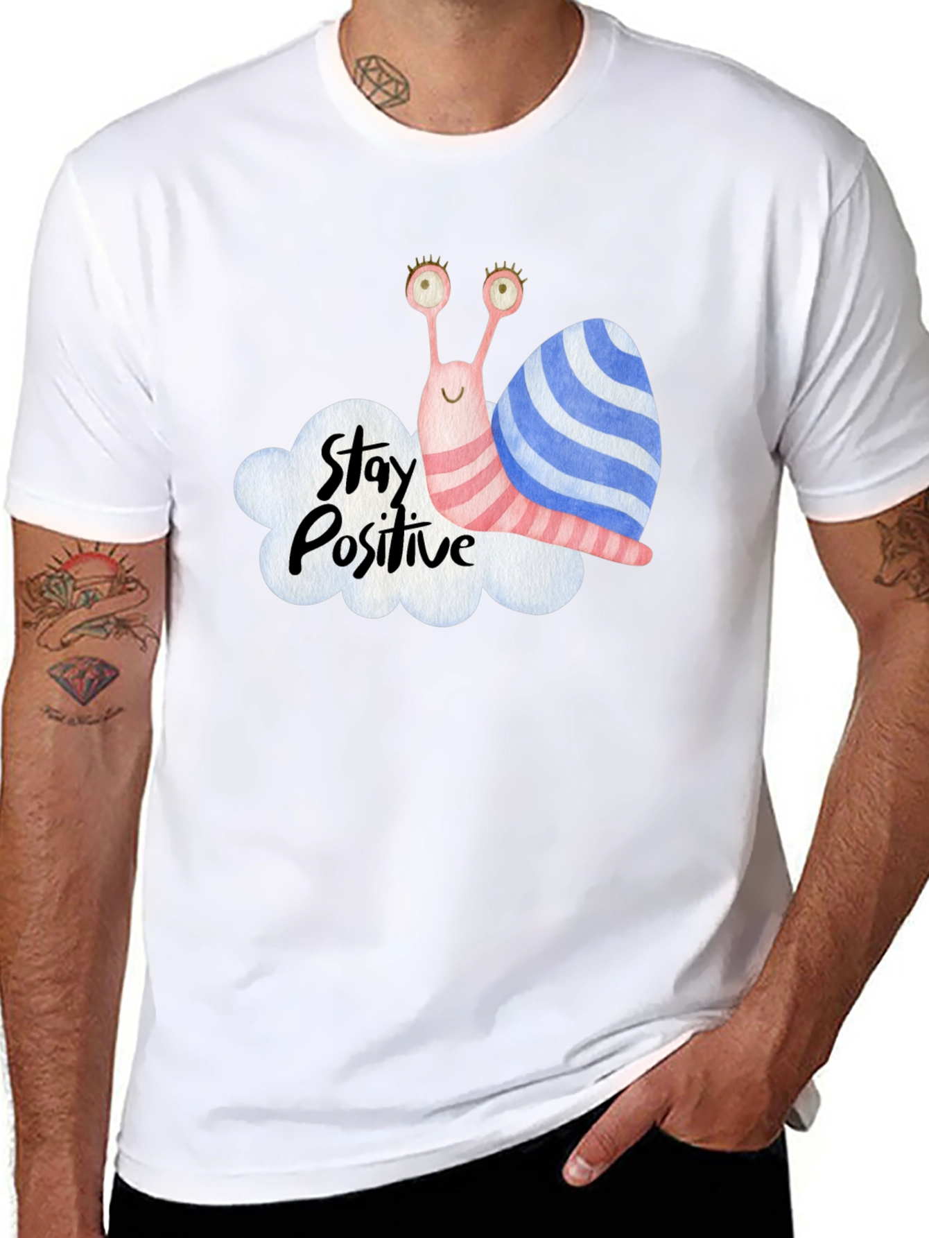 Stay Positive Snail Graphic Tee - Black