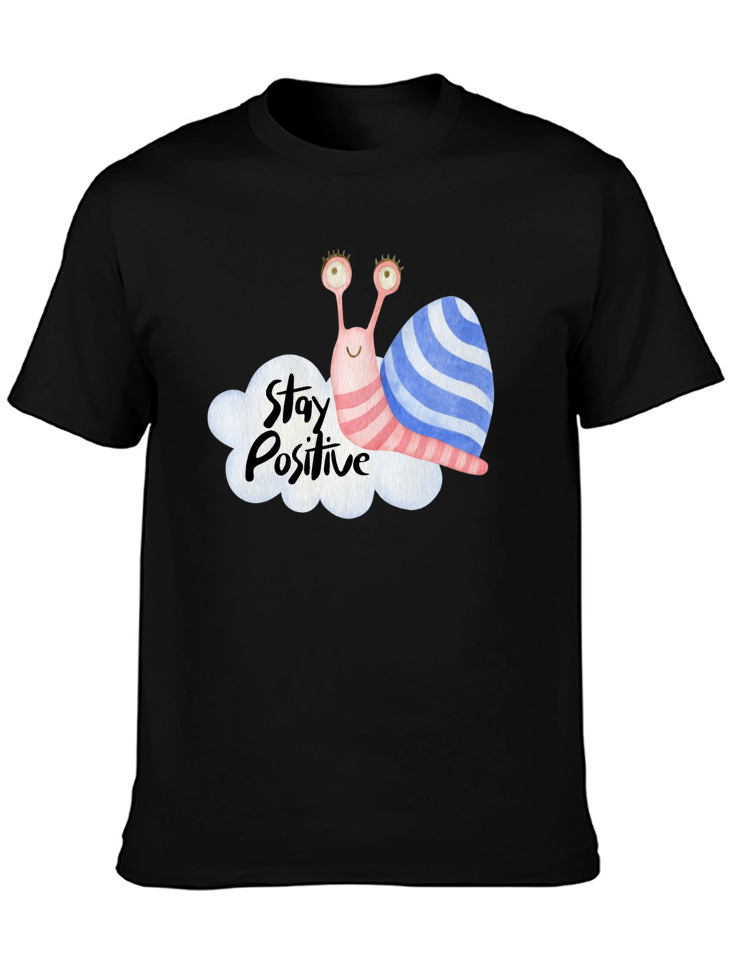 Stay Positive Snail Graphic Tee - Black