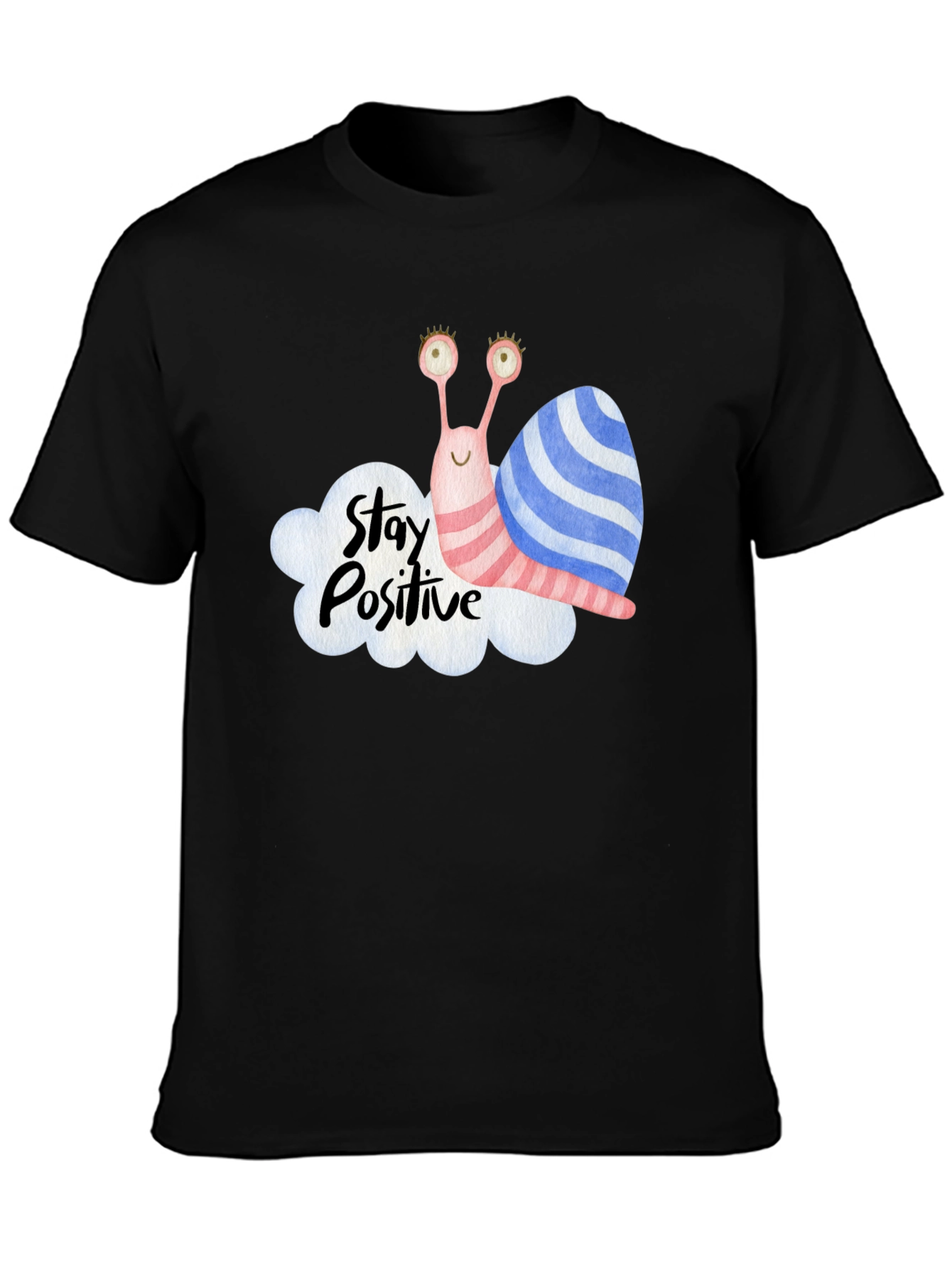Stay Positive Snail Graphic Tee - Black