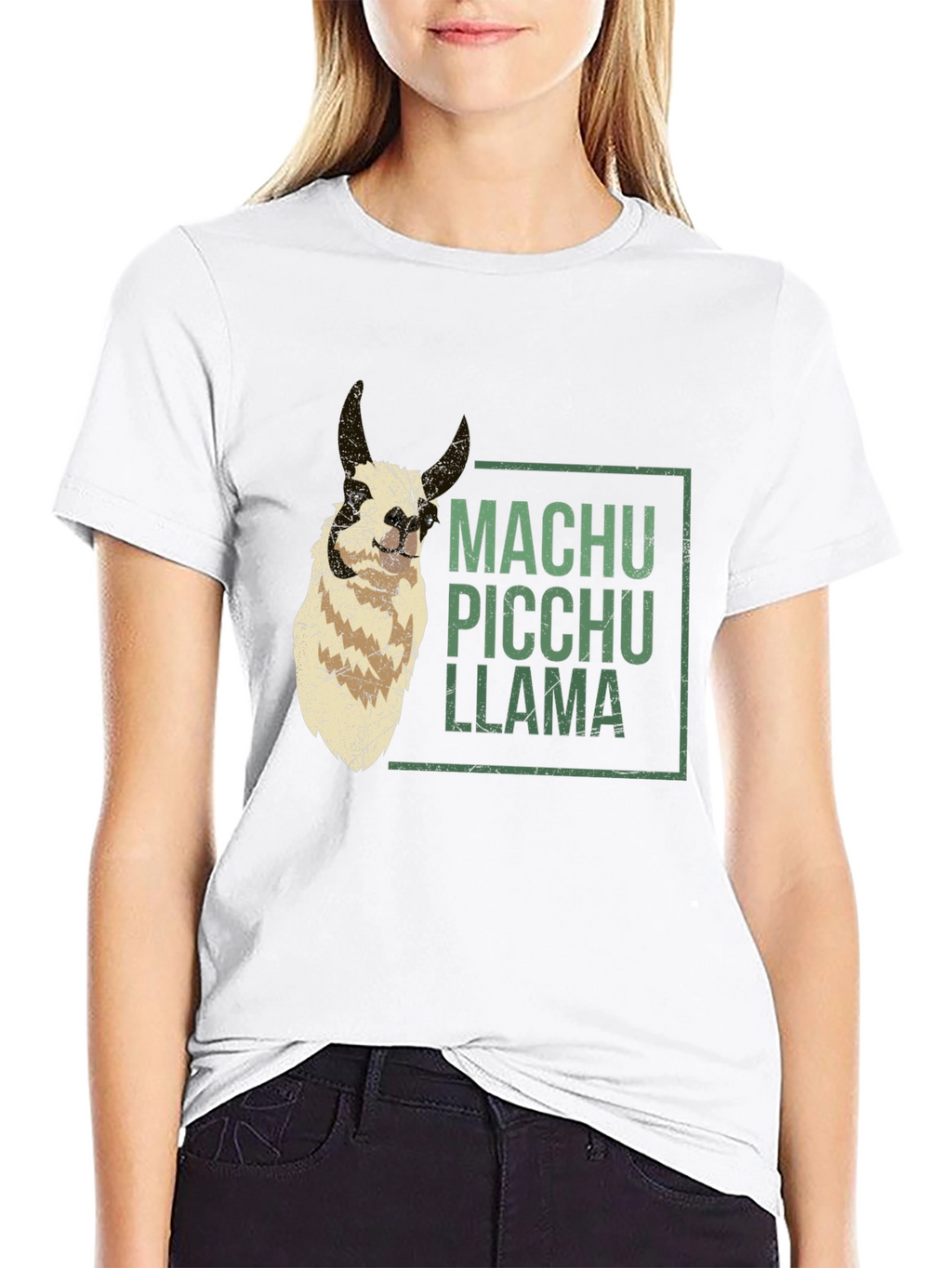 Machu Picchu Llama Graphic Tee - Black Crew Neck
