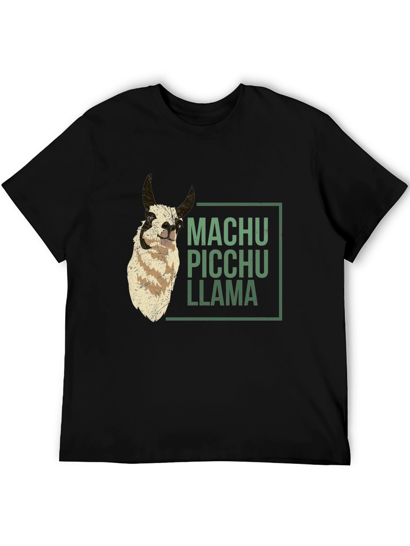 Machu Picchu Llama Graphic Tee - Black Crew Neck