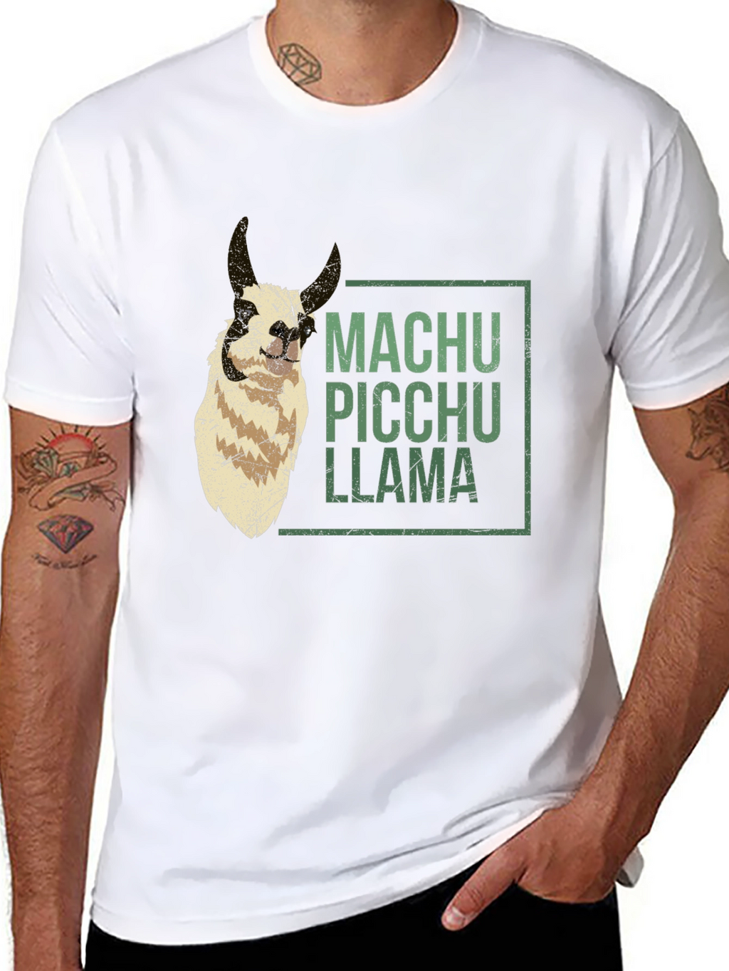 Machu Picchu Llama Graphic Tee - Black Crew Neck