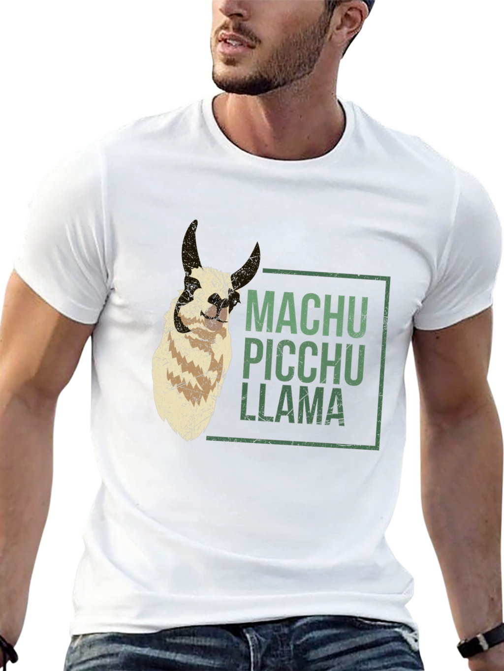 Machu Picchu Llama Graphic Tee - Black Crew Neck