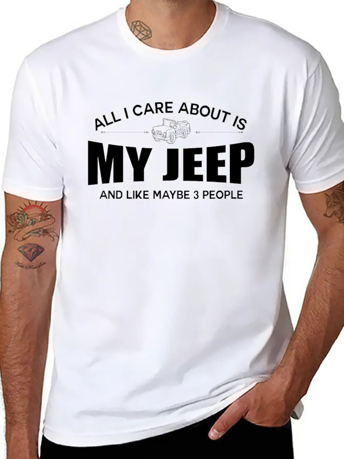 Jeep - All I Care About Is My Jeep Essential Cotton Tee For Daily Outfits – Unisex Style