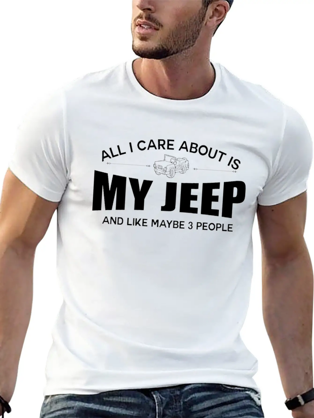 Jeep - All I Care About Is My Jeep Essential Cotton Tee For Daily Outfits – Unisex Style