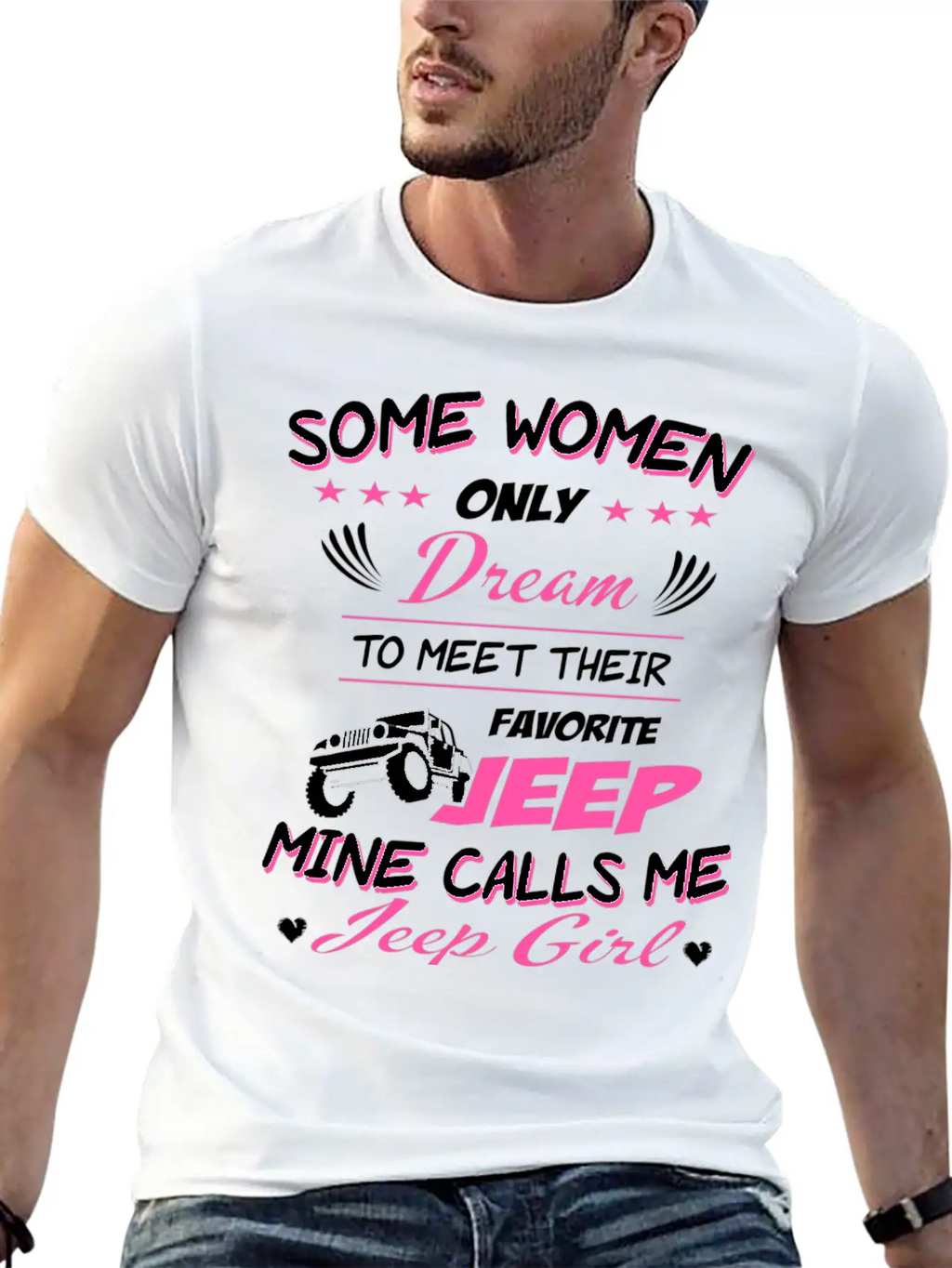 Jeep - My Favorite Jeep Calls Me Jeep Girl Unisex Short Sleeve Soft Cotton T-Shirt – Casual Everyday Wear