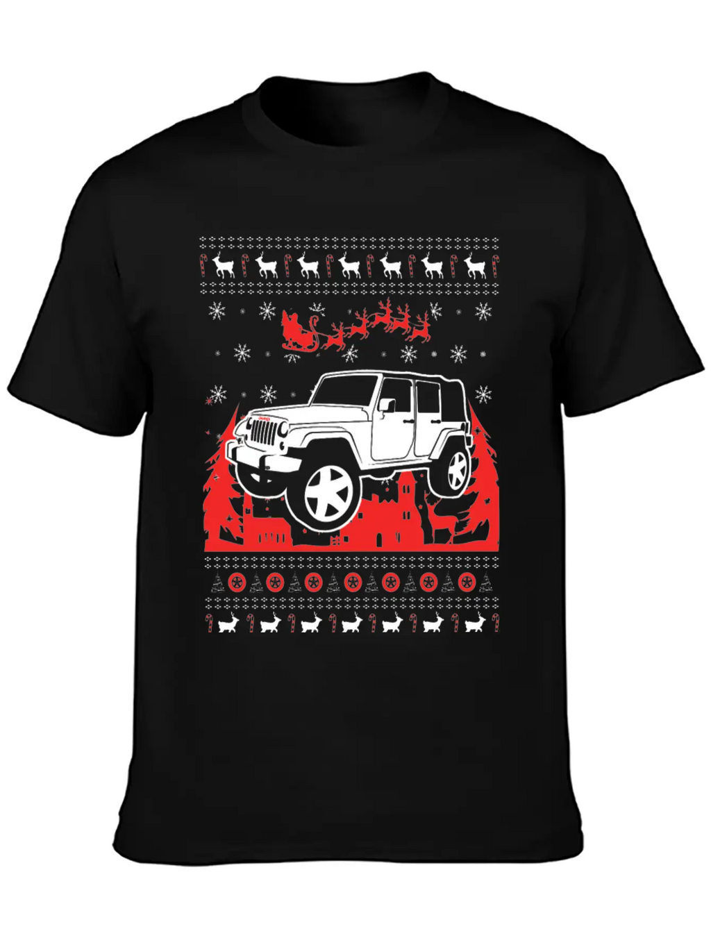 Jeep Ugly Christmas Sweater Stylish Everyday T-Shirt – Unisex Basic Cotton Tee