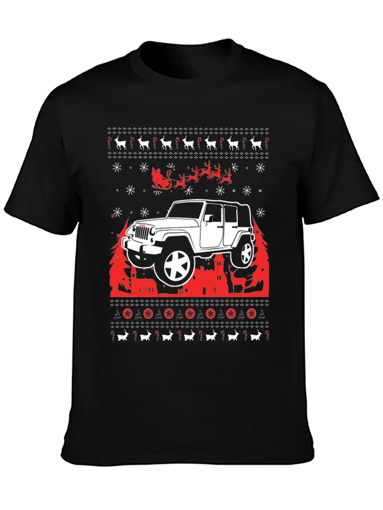 Jeep Ugly Christmas Sweater Stylish Everyday T-Shirt – Unisex Basic Cotton Tee