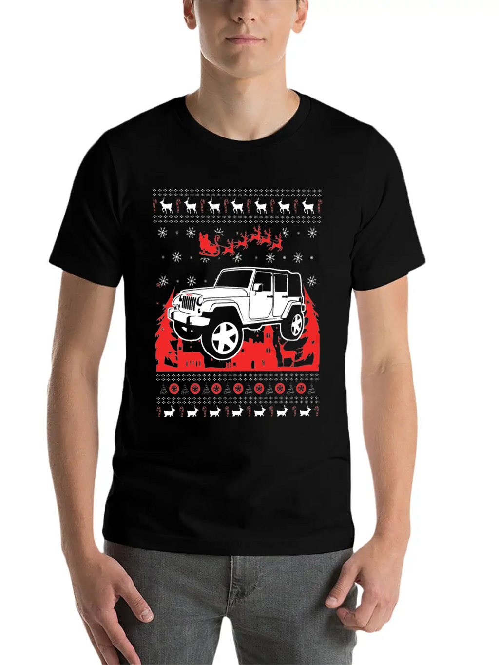Jeep Ugly Christmas Sweater Stylish Everyday T-Shirt – Unisex Basic Cotton Tee