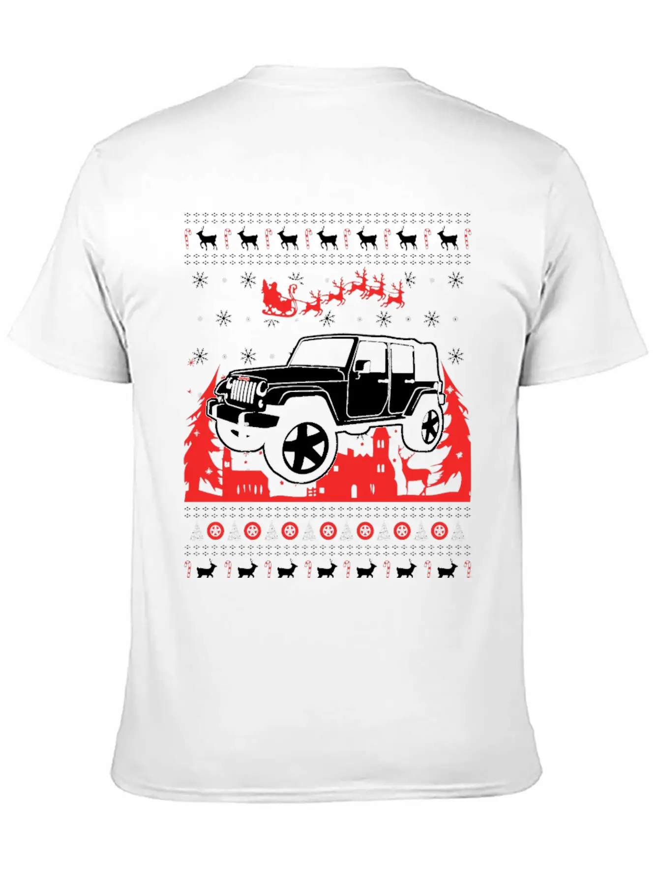 Jeep Ugly Christmas Sweater Stylish Everyday T-Shirt – Unisex Basic Cotton Tee