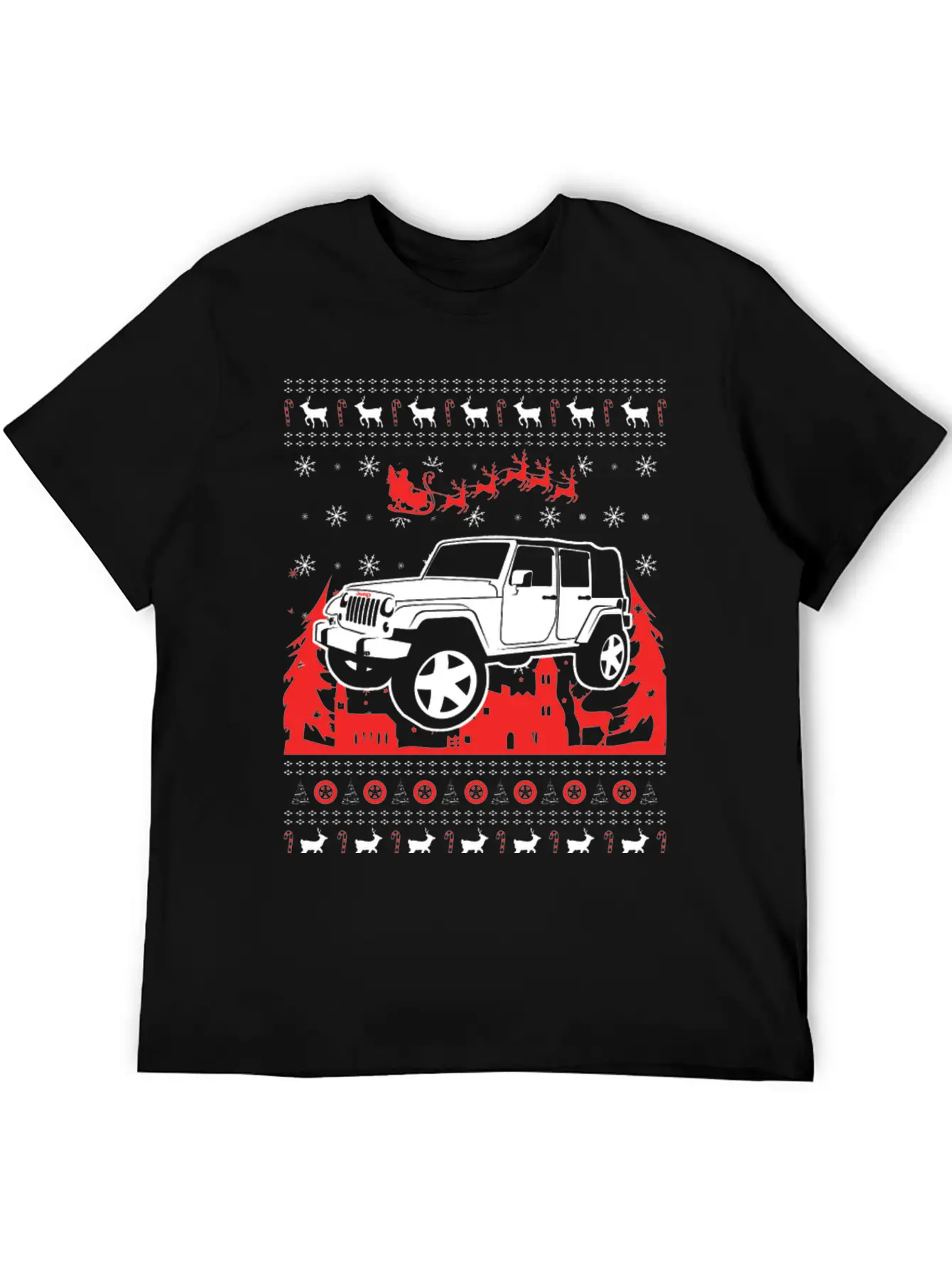 Jeep Ugly Christmas Sweater Stylish Everyday T-Shirt – Unisex Basic Cotton Tee