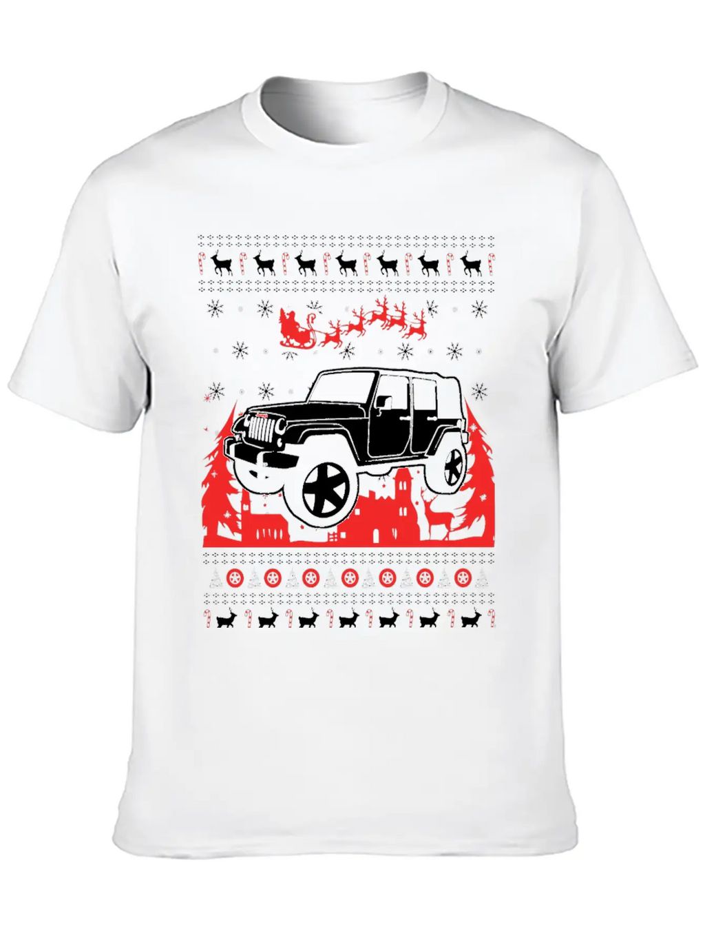 Jeep Ugly Christmas Sweater Stylish Everyday T-Shirt – Unisex Basic Cotton Tee
