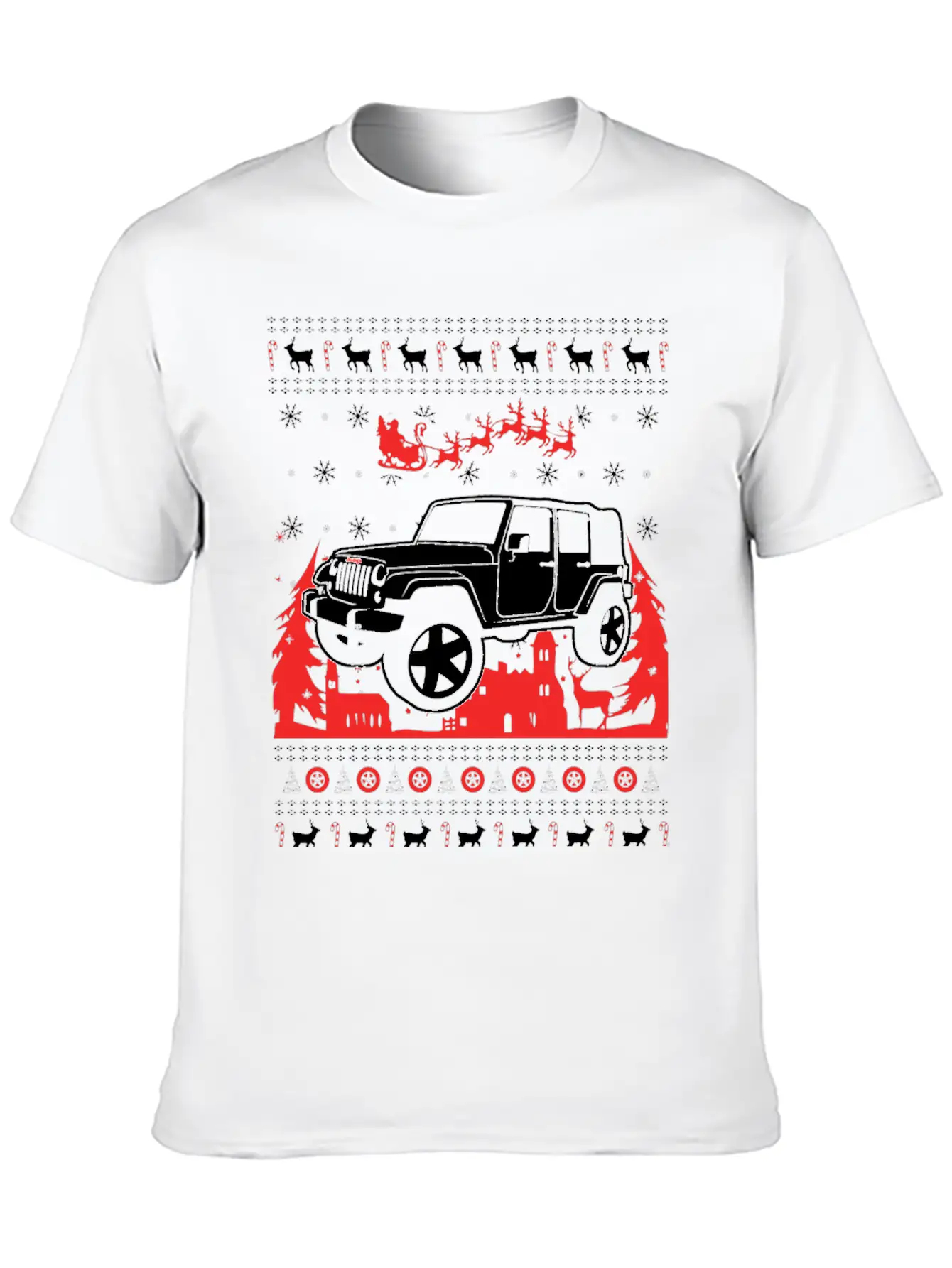 Jeep Ugly Christmas Sweater Stylish Everyday T-Shirt – Unisex Basic Cotton Tee