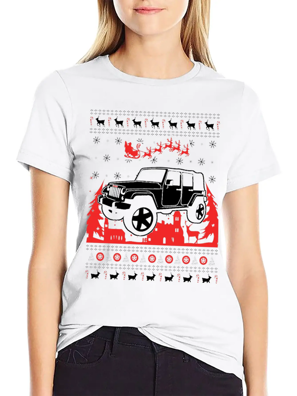 Jeep Ugly Christmas Sweater Stylish Everyday T-Shirt – Unisex Basic Cotton Tee
