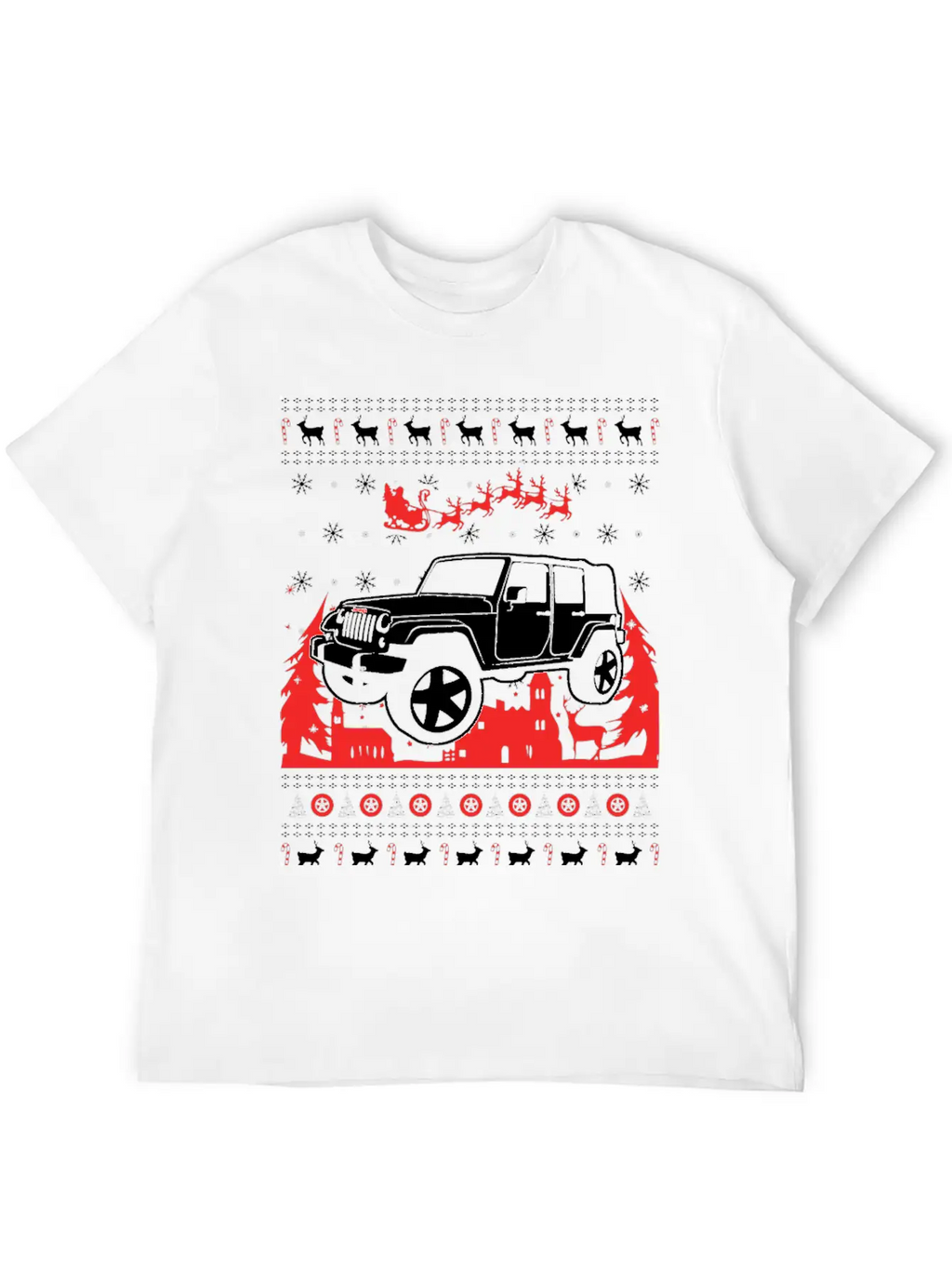 Jeep Ugly Christmas Sweater Stylish Everyday T-Shirt – Unisex Basic Cotton Tee