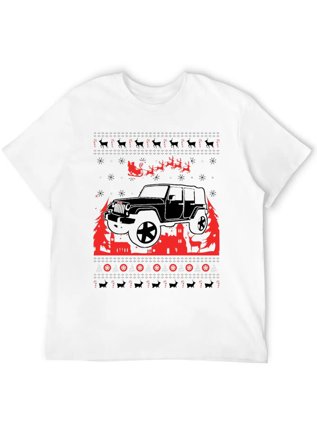Jeep Ugly Christmas Sweater Stylish Everyday T-Shirt – Unisex Basic Cotton Tee